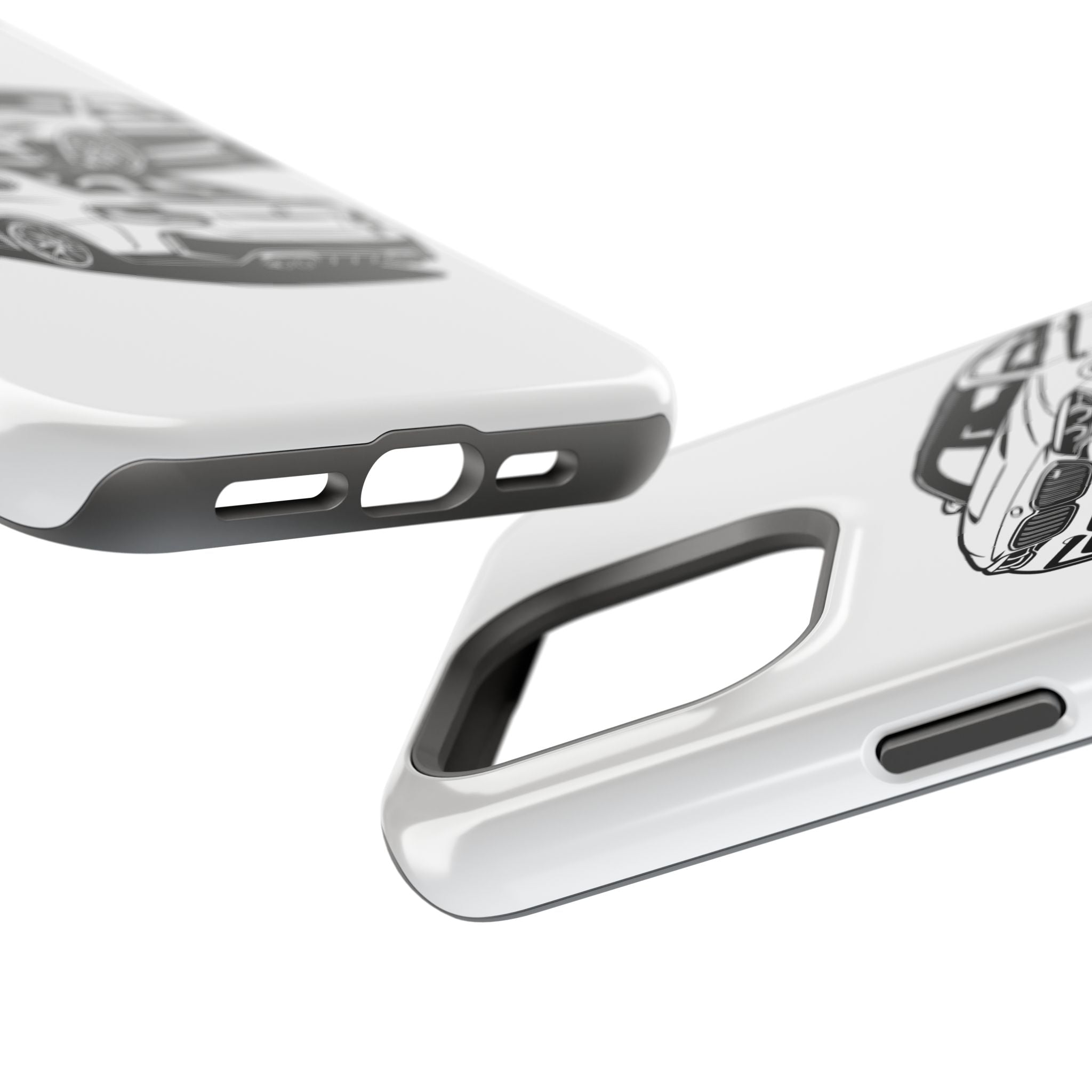 Magnetic Impact-Resistant Phone Case — Black/White Sports Coupe