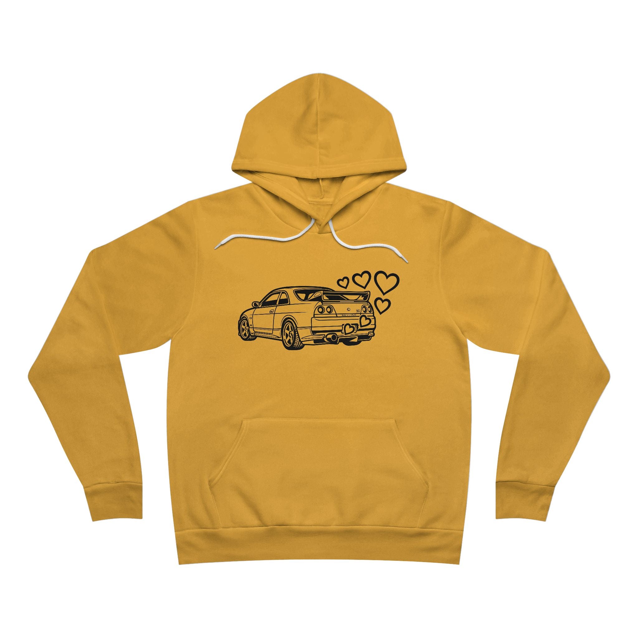 Unisex Sponge Fleece Pullover Hoodie — JDM Car with Hearts