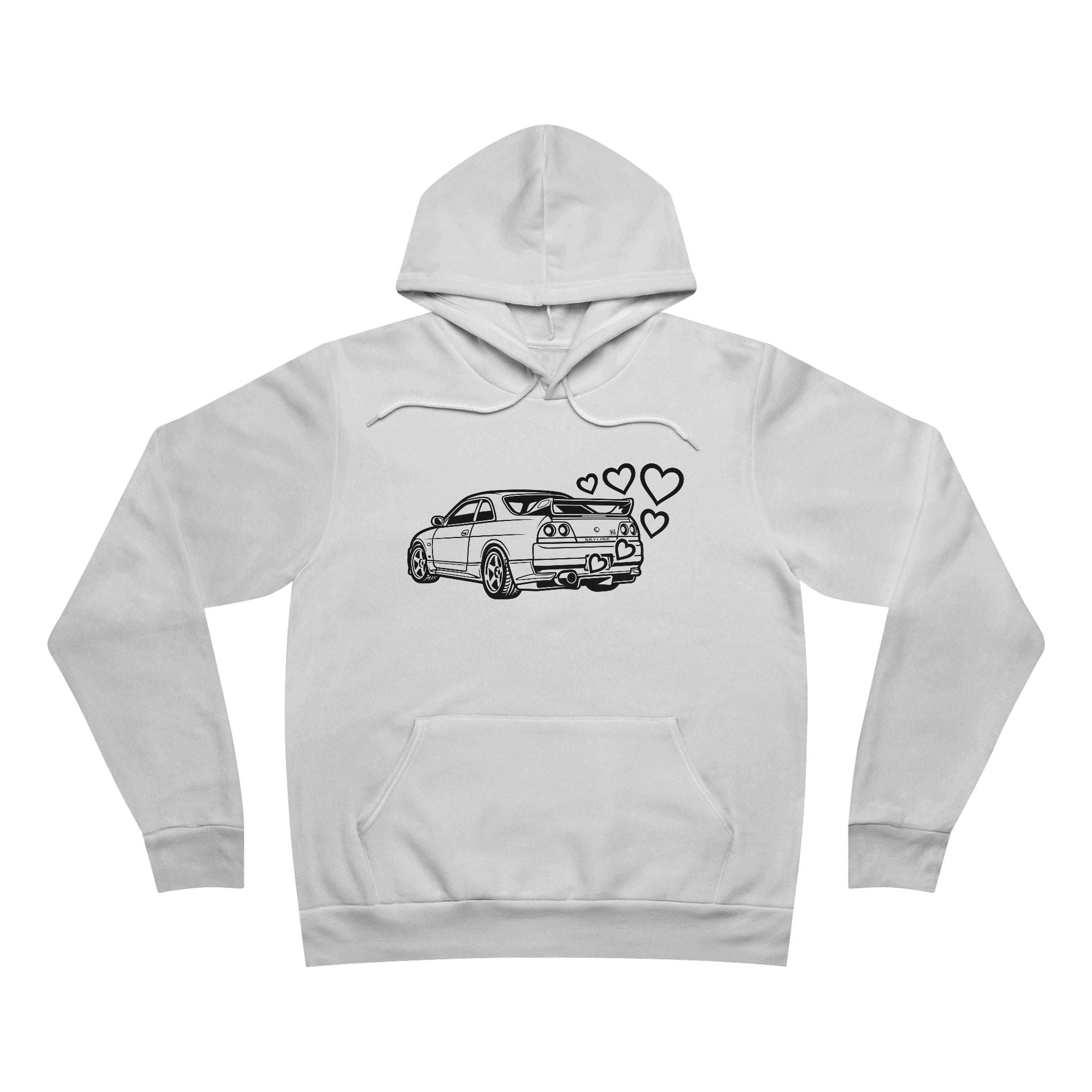 Unisex Sponge Fleece Pullover Hoodie — JDM Car with Hearts