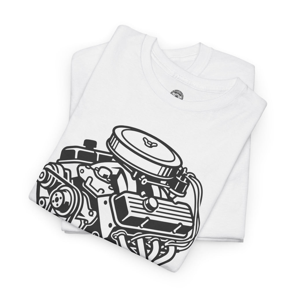 Unisex Heavy Cotton Tee — Engine Illustration (Big Block)