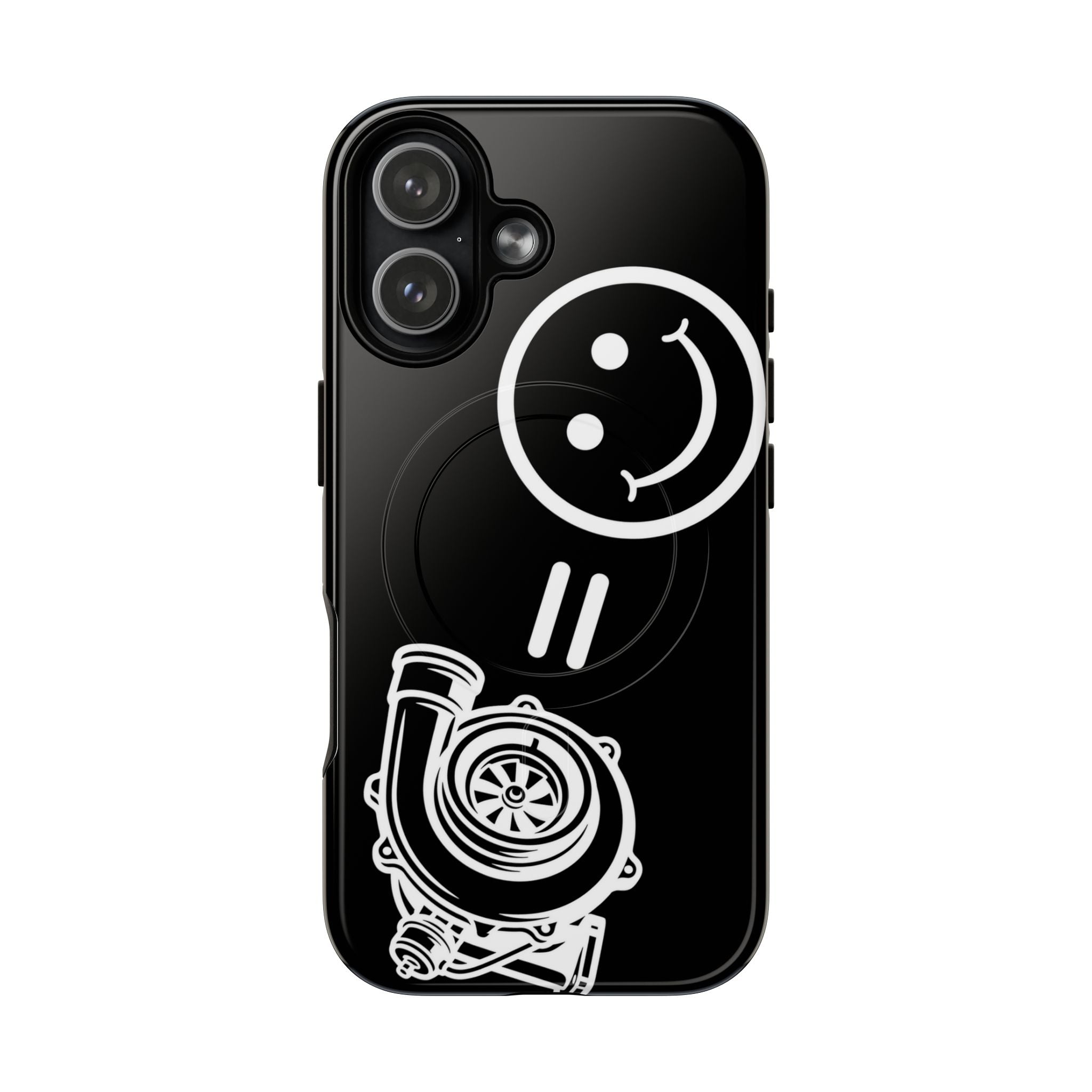 Tough Magnetic Phone Case — Black/White Turbo = Happy