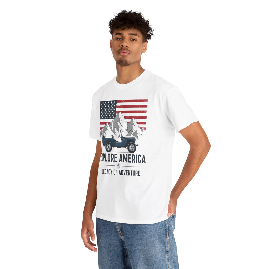 Unisex Heavy Cotton Tee — Explore America: Legacy of Adventure