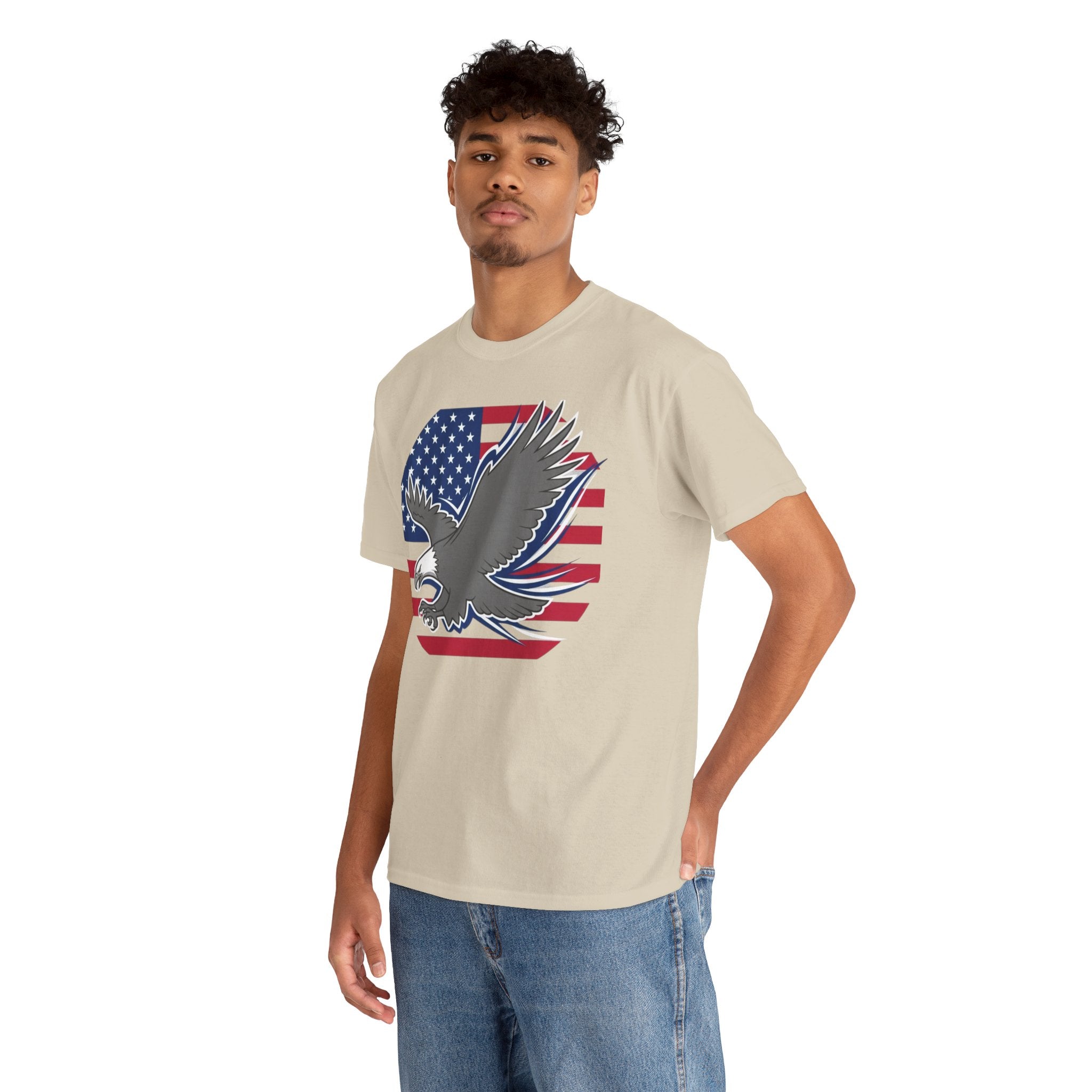 Unisex Heavy Cotton Tee — American Flag Bald Eagle