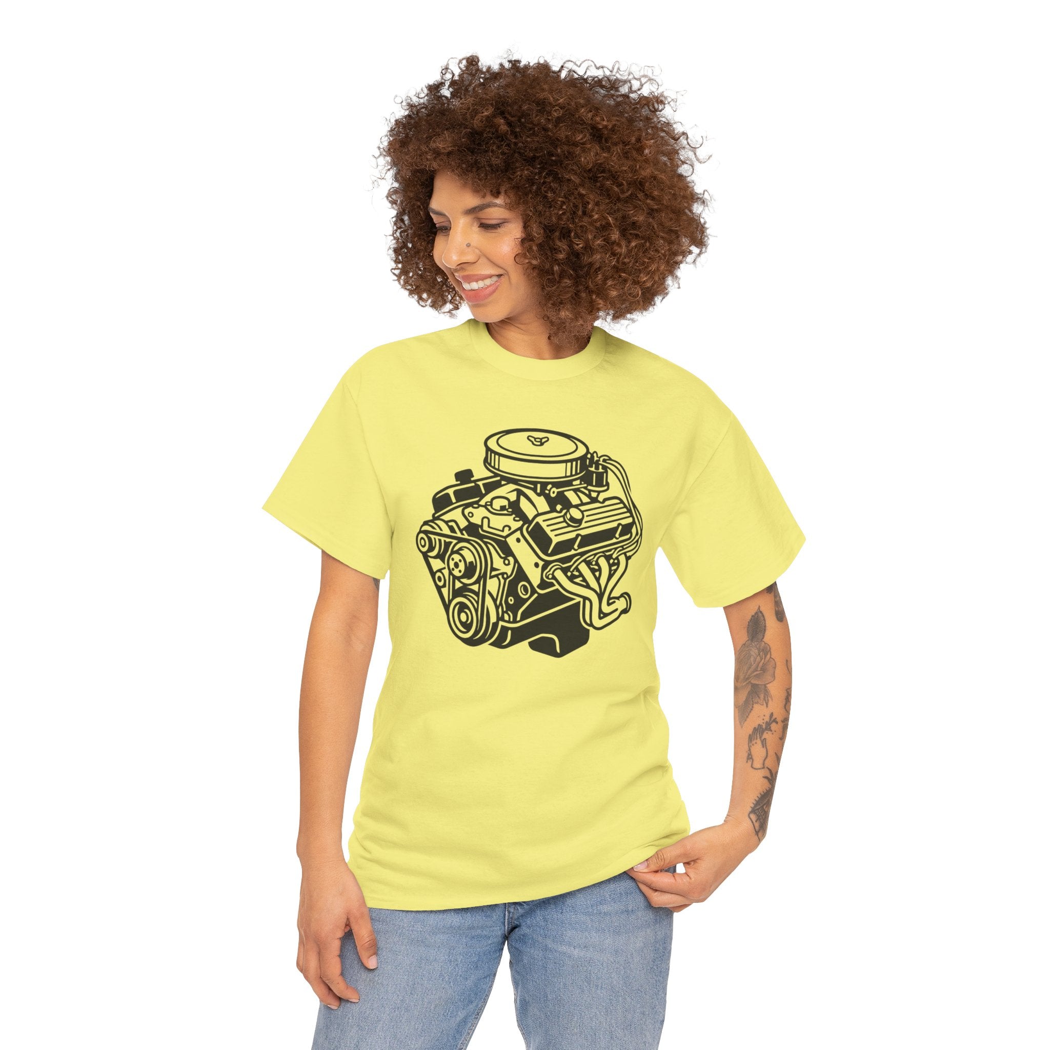 Unisex Heavy Cotton Tee — Engine Illustration (Big Block)