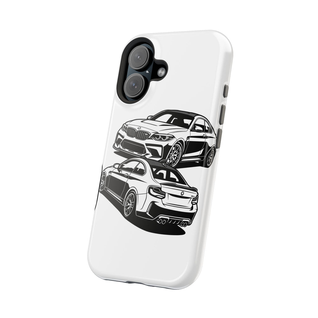 Magnetic Impact-Resistant Phone Case — Black/White Sports Coupe