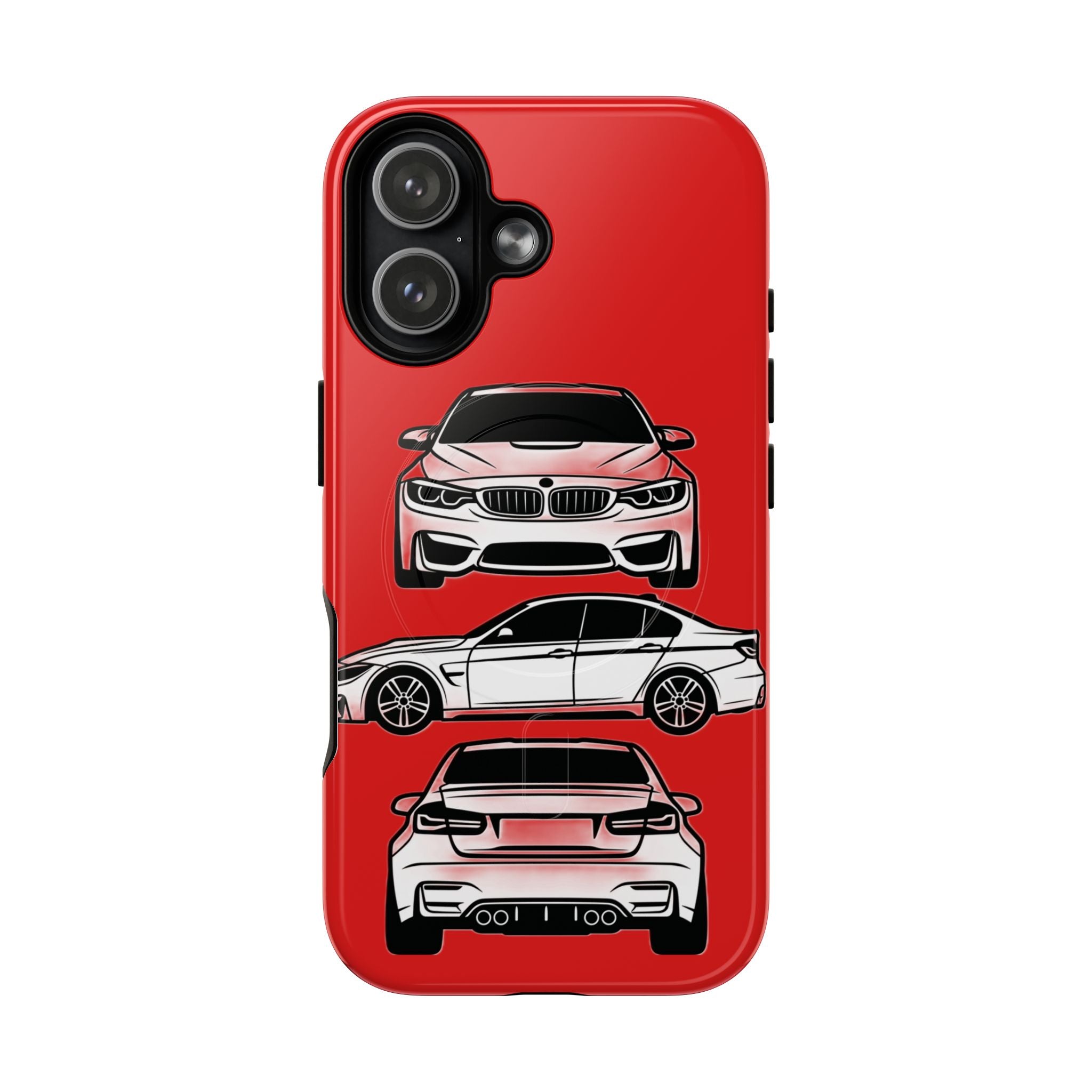 Tough Magnetic Phone Case — Red/White 3 Angle Sports Sedan