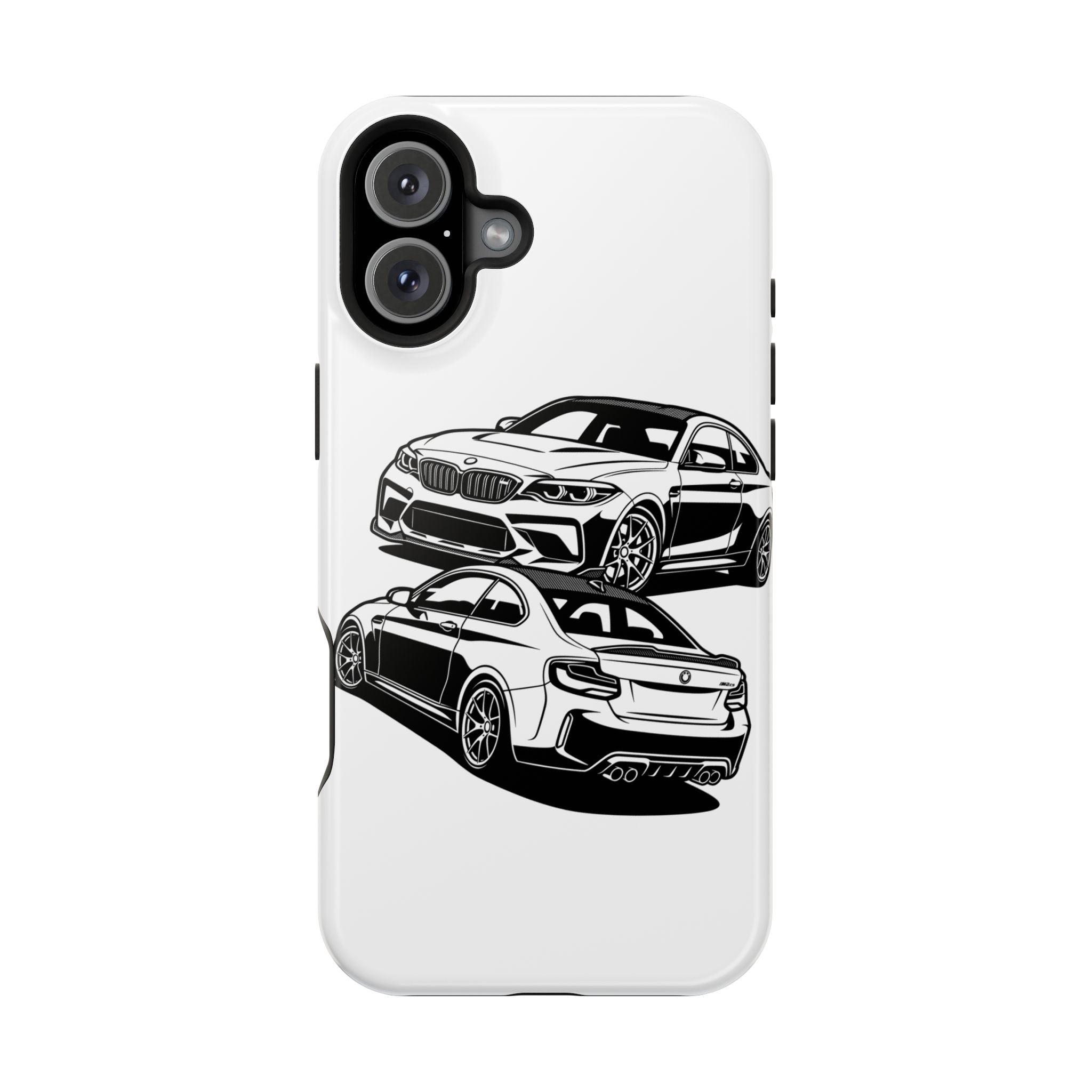 Magnetic Impact-Resistant Phone Case — Black/White Sports Coupe