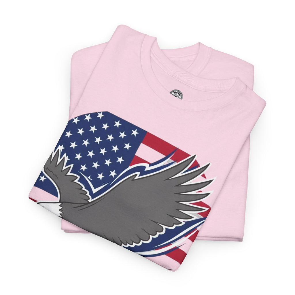 Unisex Heavy Cotton Tee — American Flag Bald Eagle