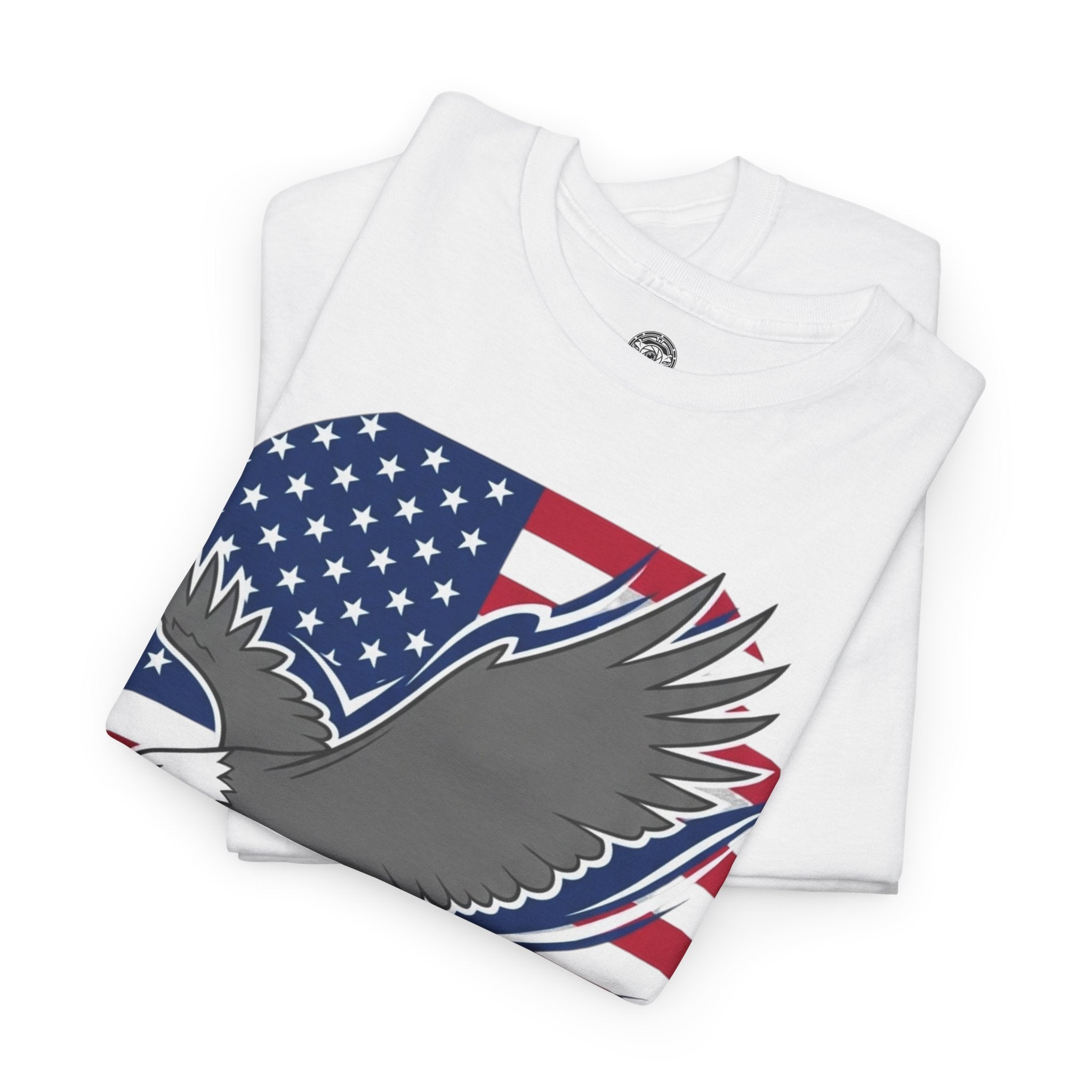 Unisex Heavy Cotton Tee — American Flag Bald Eagle