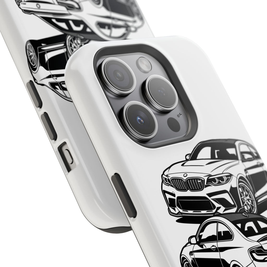 Magnetic Impact-Resistant Phone Case — Black/White Sports Coupe