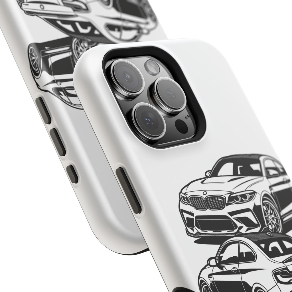 Magnetic Impact-Resistant Phone Case — Black/White Sports Coupe