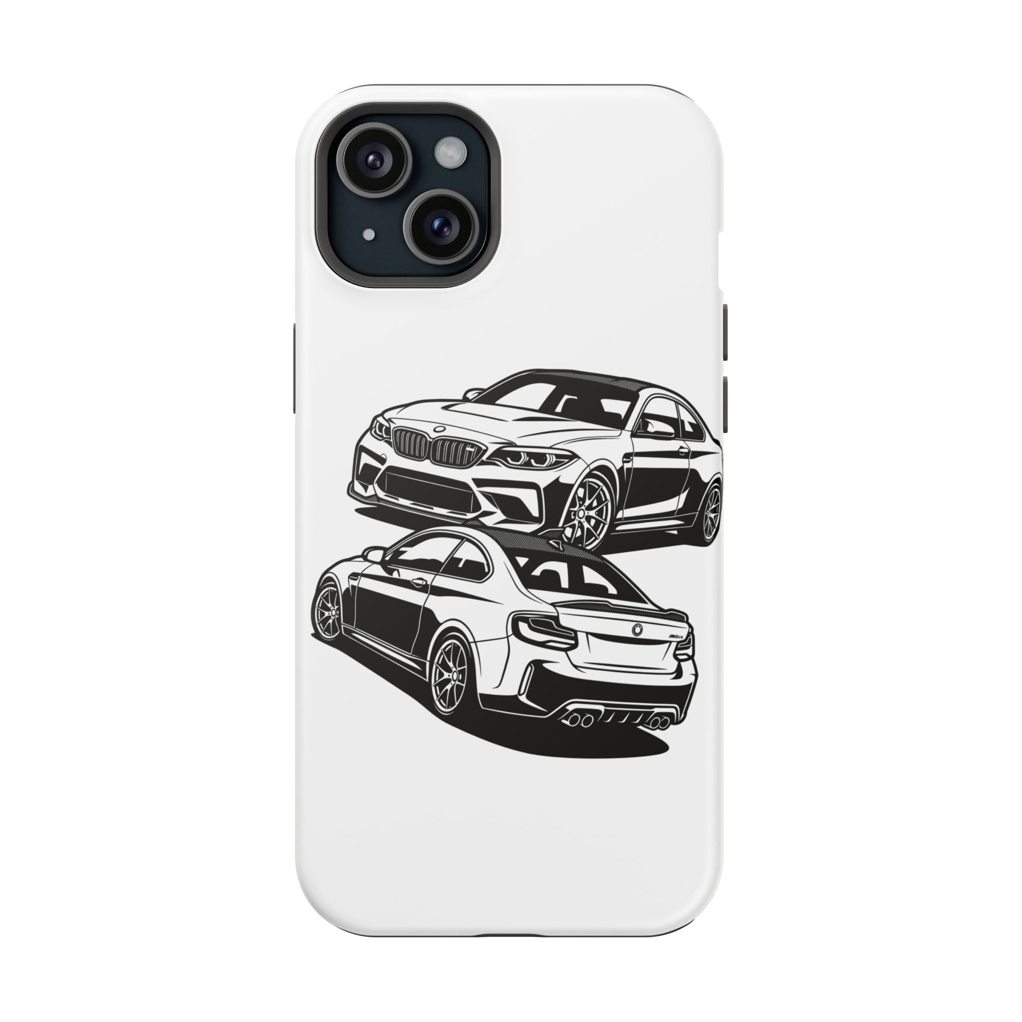 Magnetic Impact-Resistant Phone Case — Black/White Sports Coupe