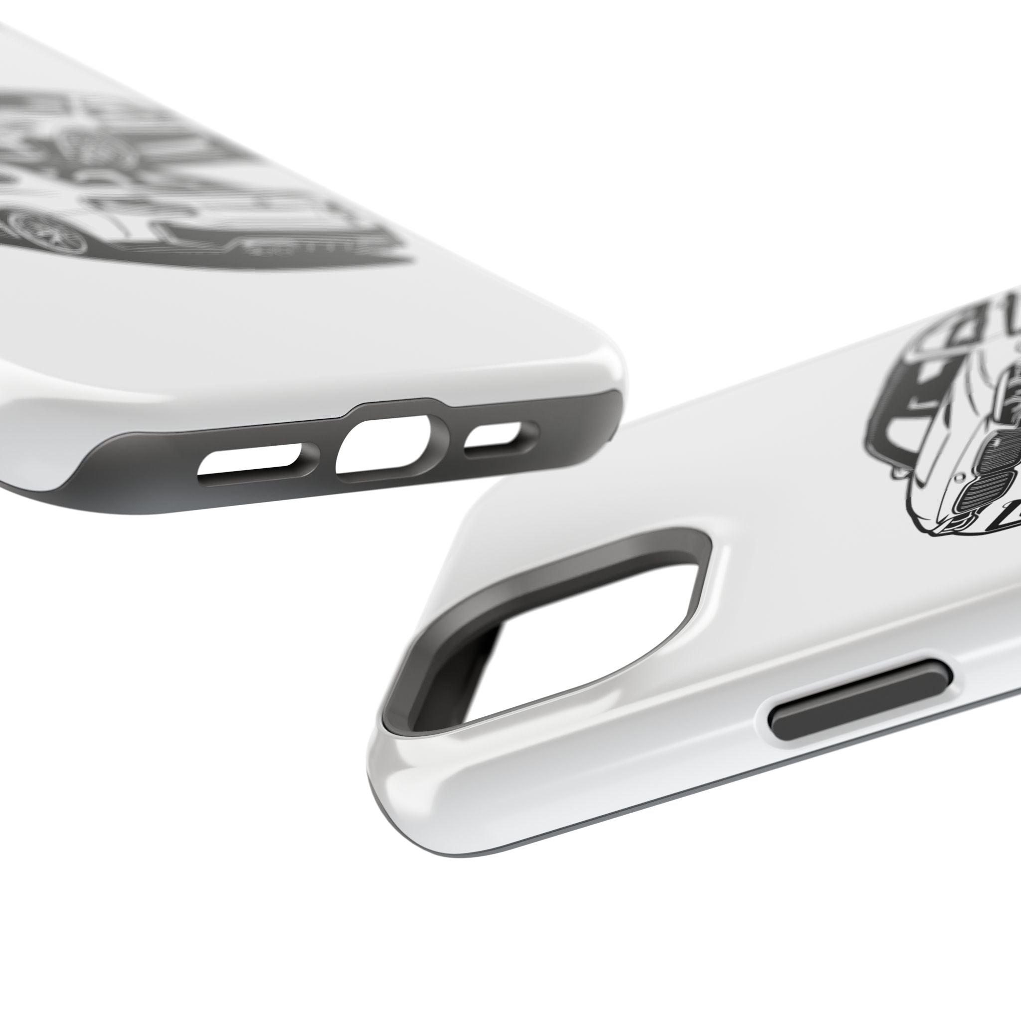 Magnetic Impact-Resistant Phone Case — Black/White Sports Coupe