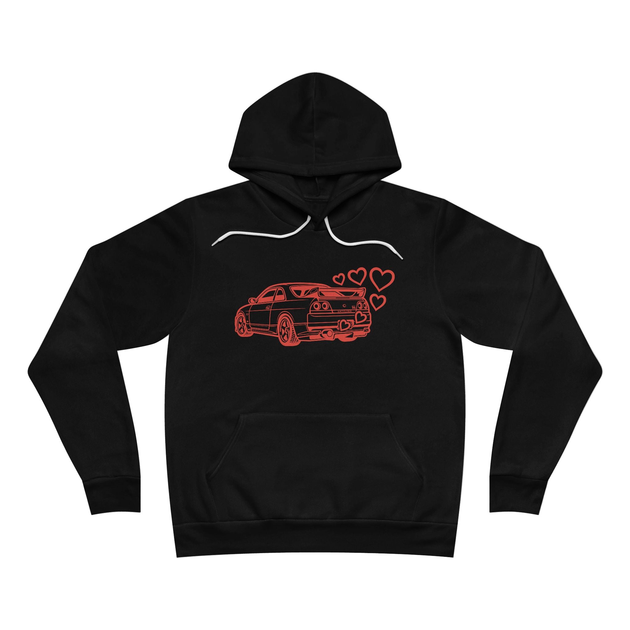 Unisex Sponge Fleece Pullover Hoodie — JDM Car with Hearts