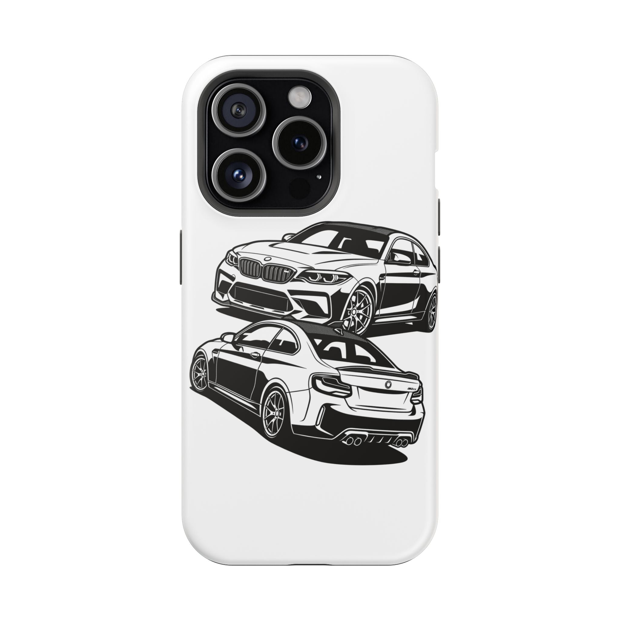 Magnetic Impact-Resistant Phone Case — Black/White Sports Coupe