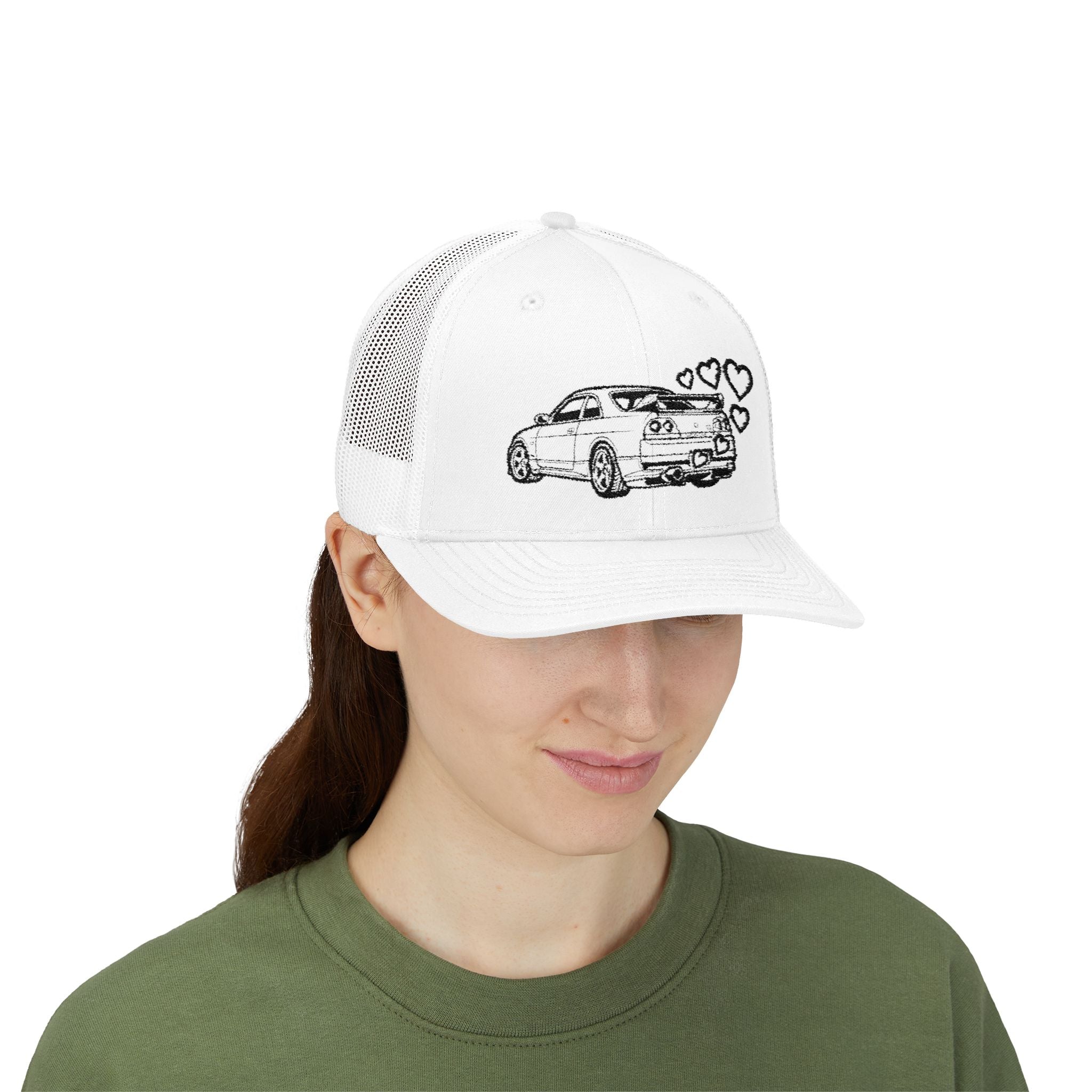 Snapback Trucker Cap — JDM Car with Hearts