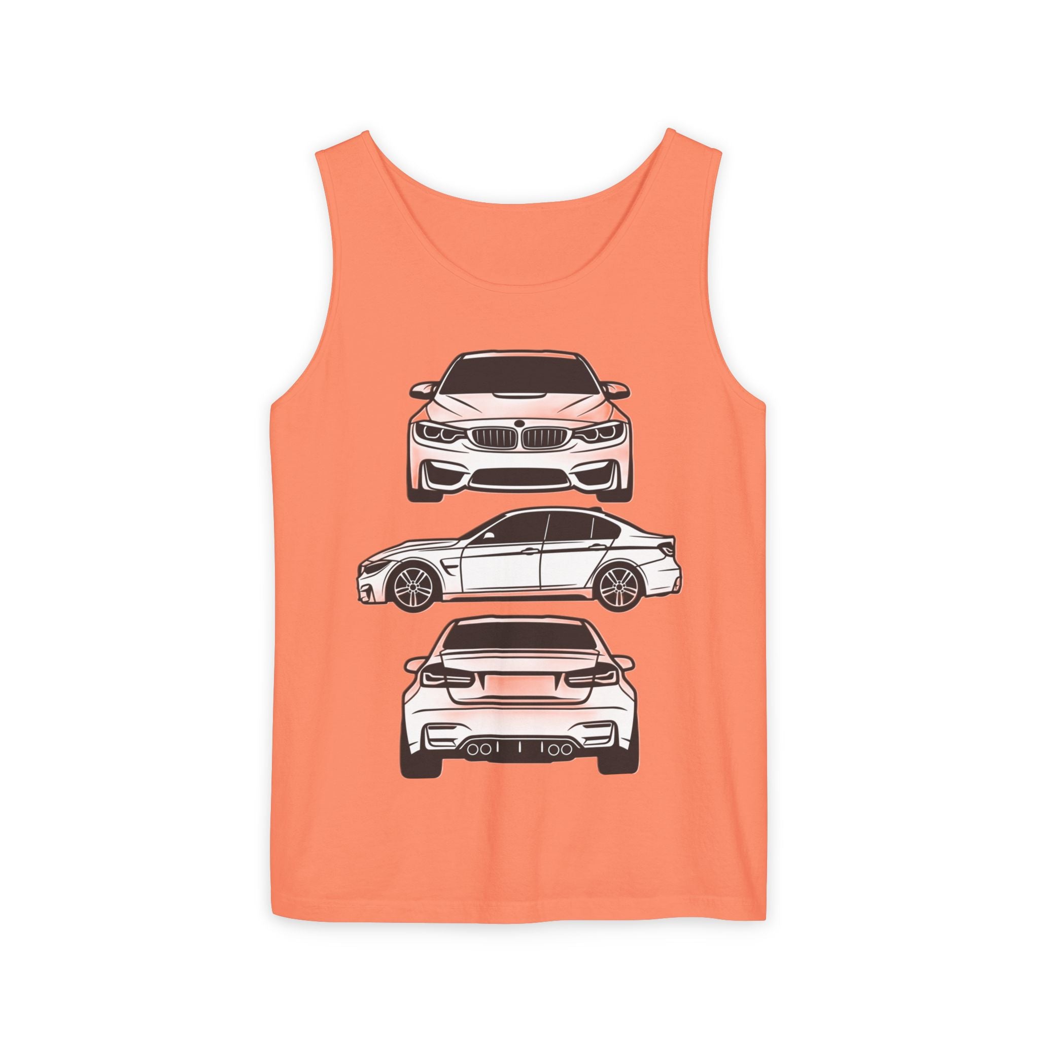Unisex Garment-Dyed Tank Top — F80 Triple-Perspective