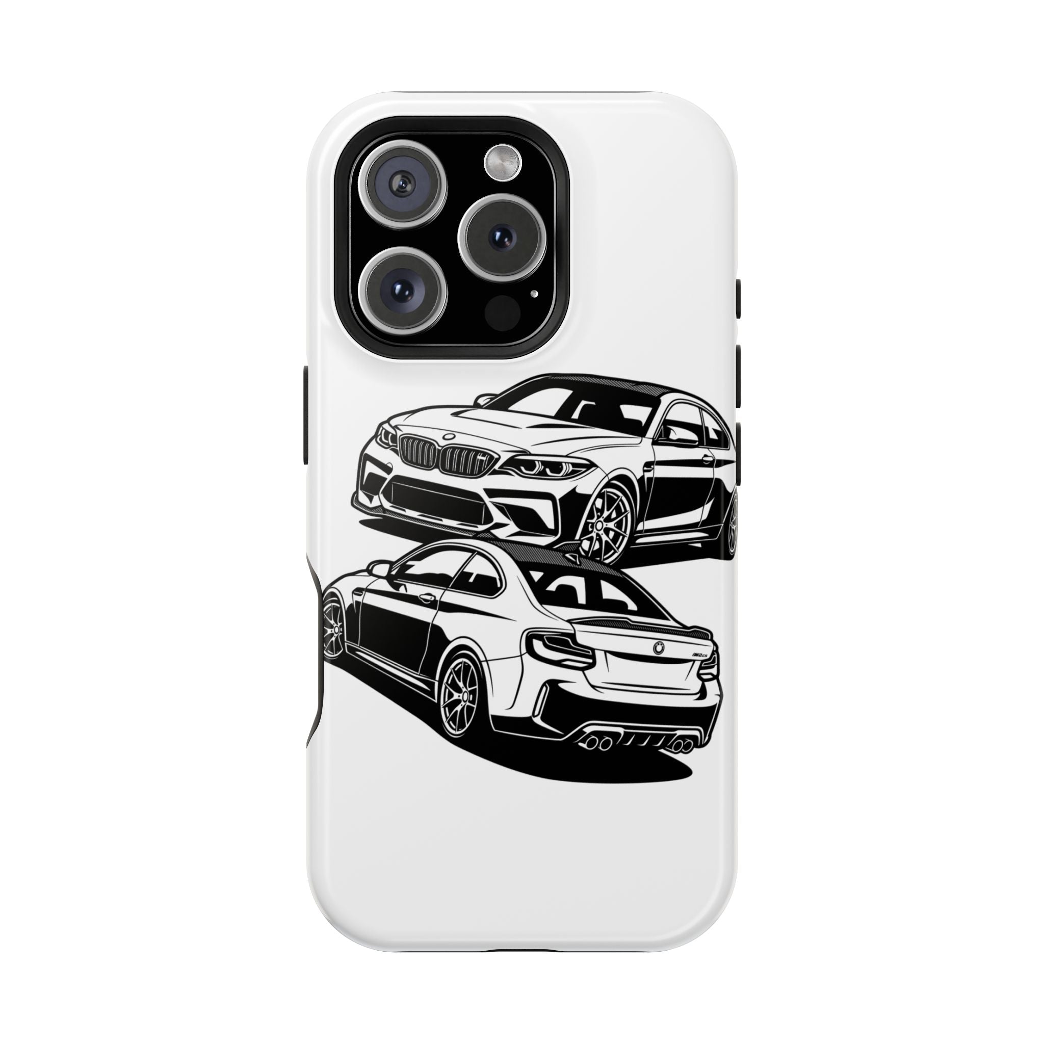 Magnetic Impact-Resistant Phone Case — Black/White Sports Coupe
