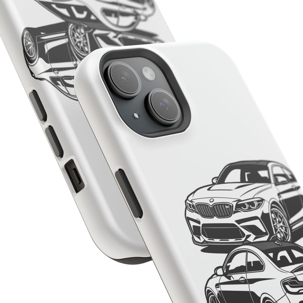 Magnetic Impact-Resistant Phone Case — Black/White Sports Coupe