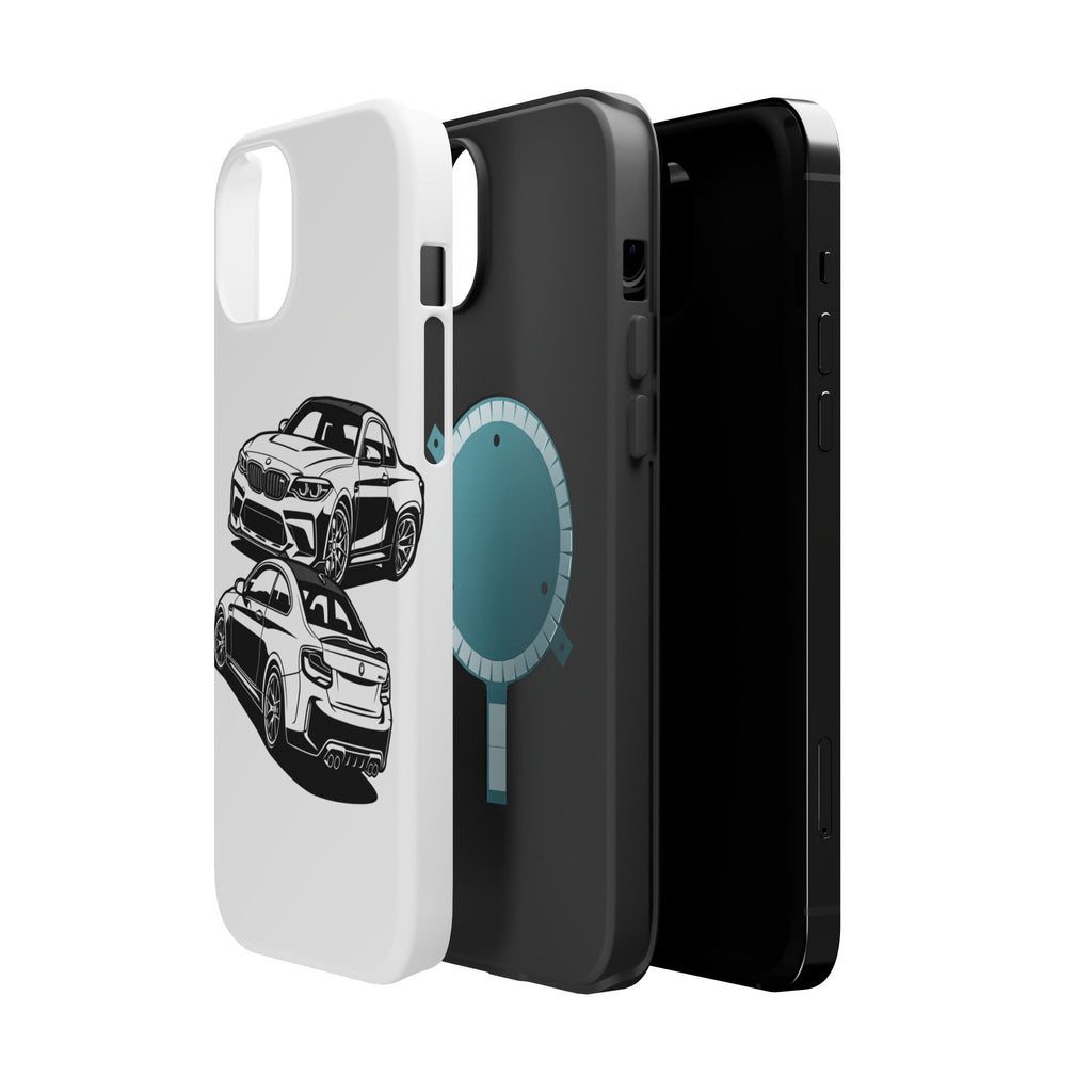 Magnetic Impact-Resistant Phone Case — Black/White Sports Coupe