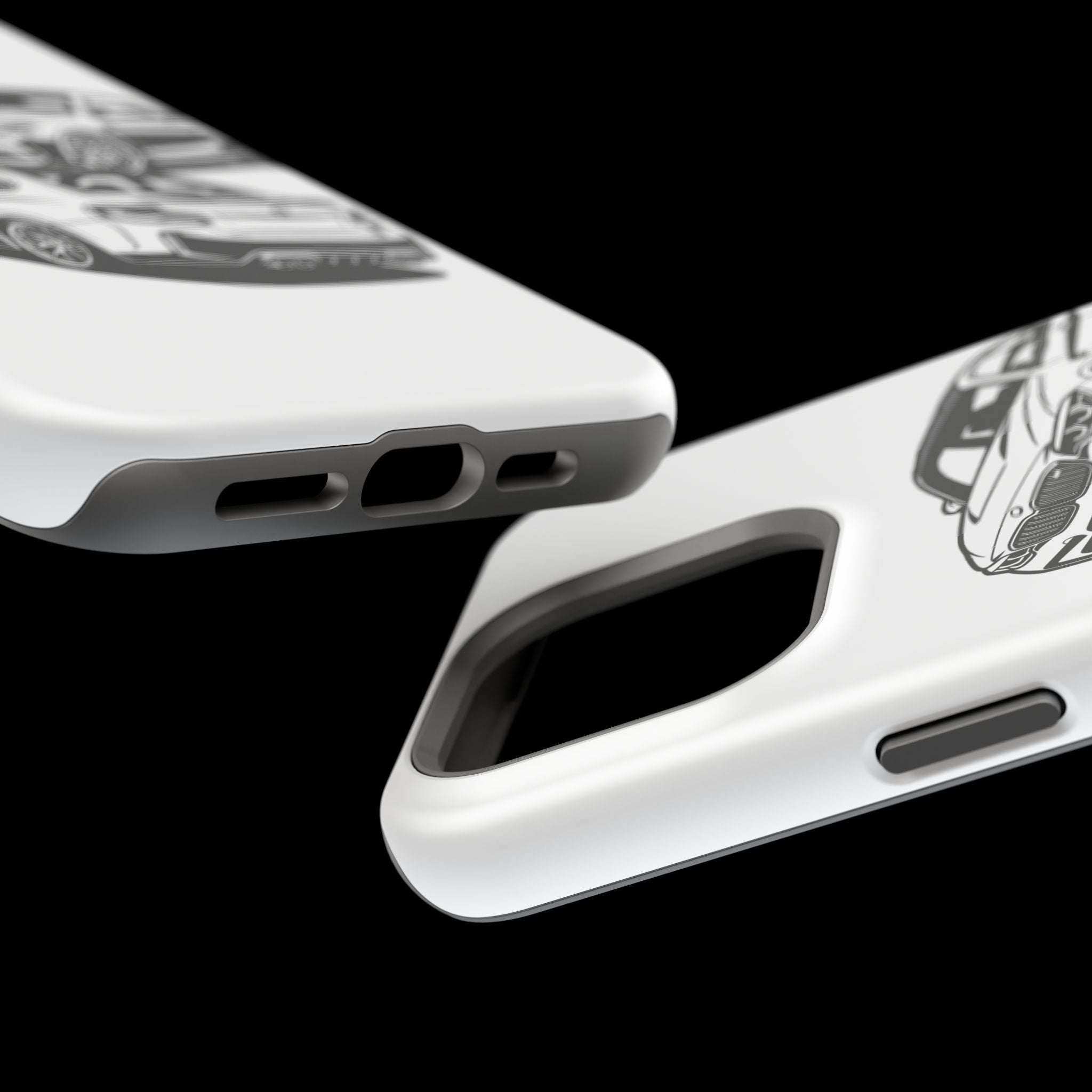 Magnetic Impact-Resistant Phone Case — Black/White Sports Coupe