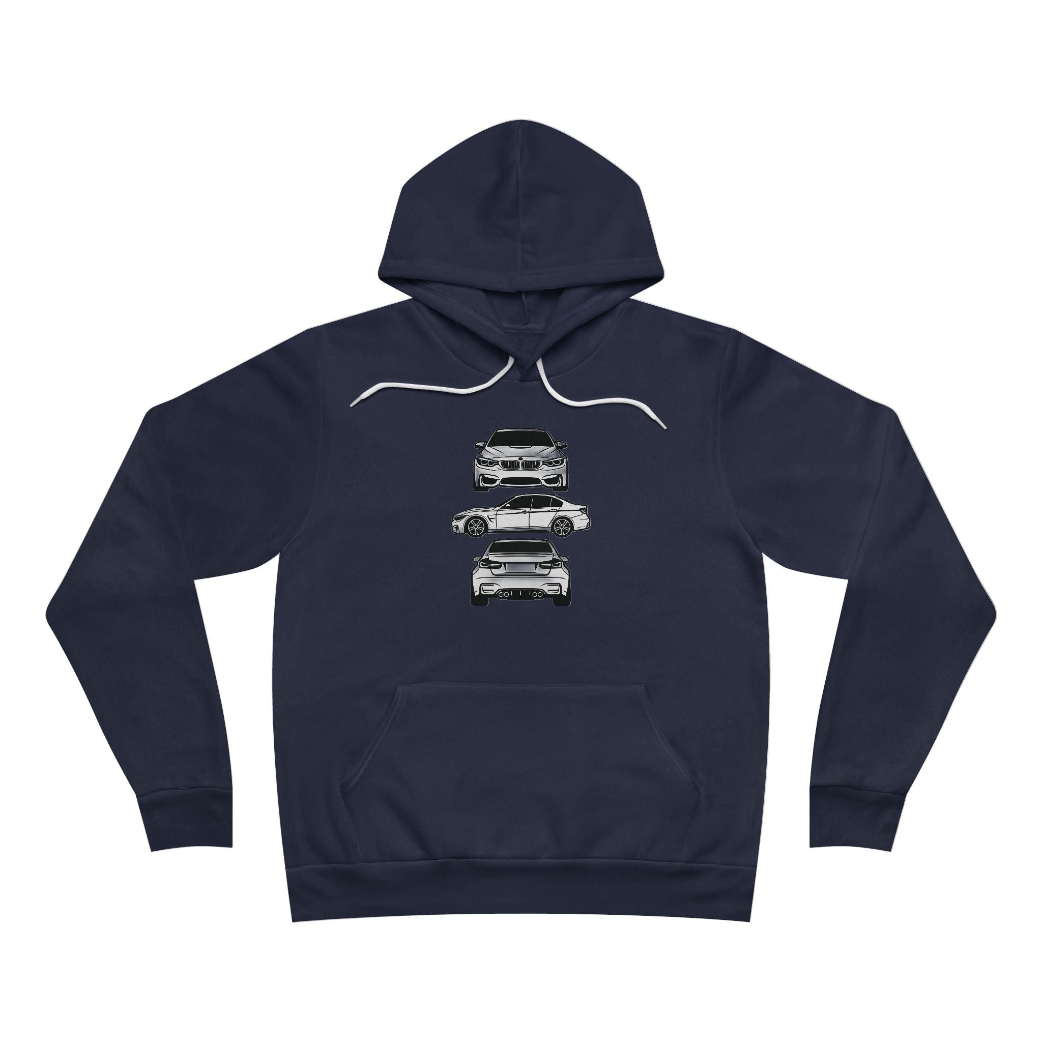 Unisex Sponge Fleece Pullover Hoodie — F80 Triple-Perspective