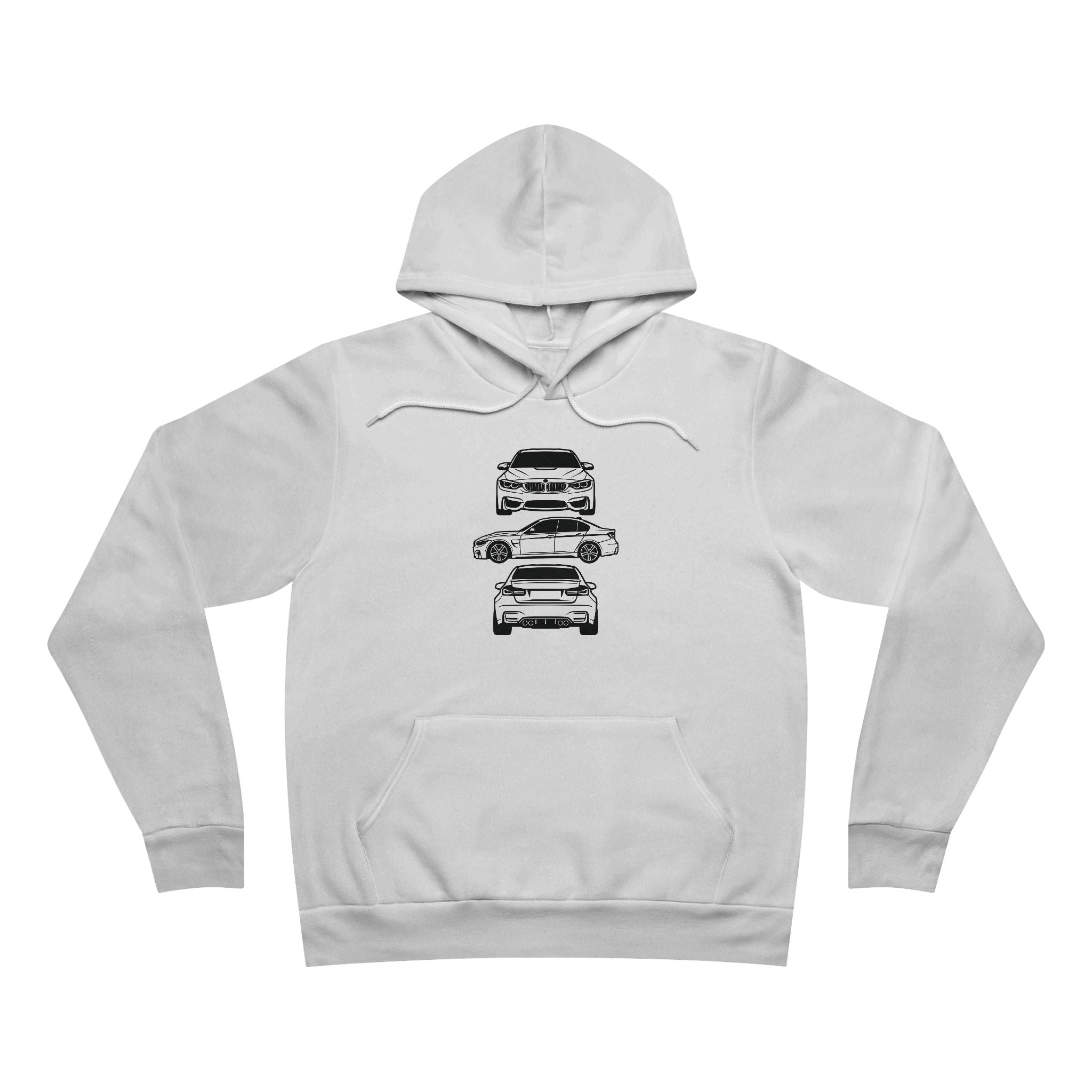 Unisex Sponge Fleece Pullover Hoodie — F80 Triple-Perspective