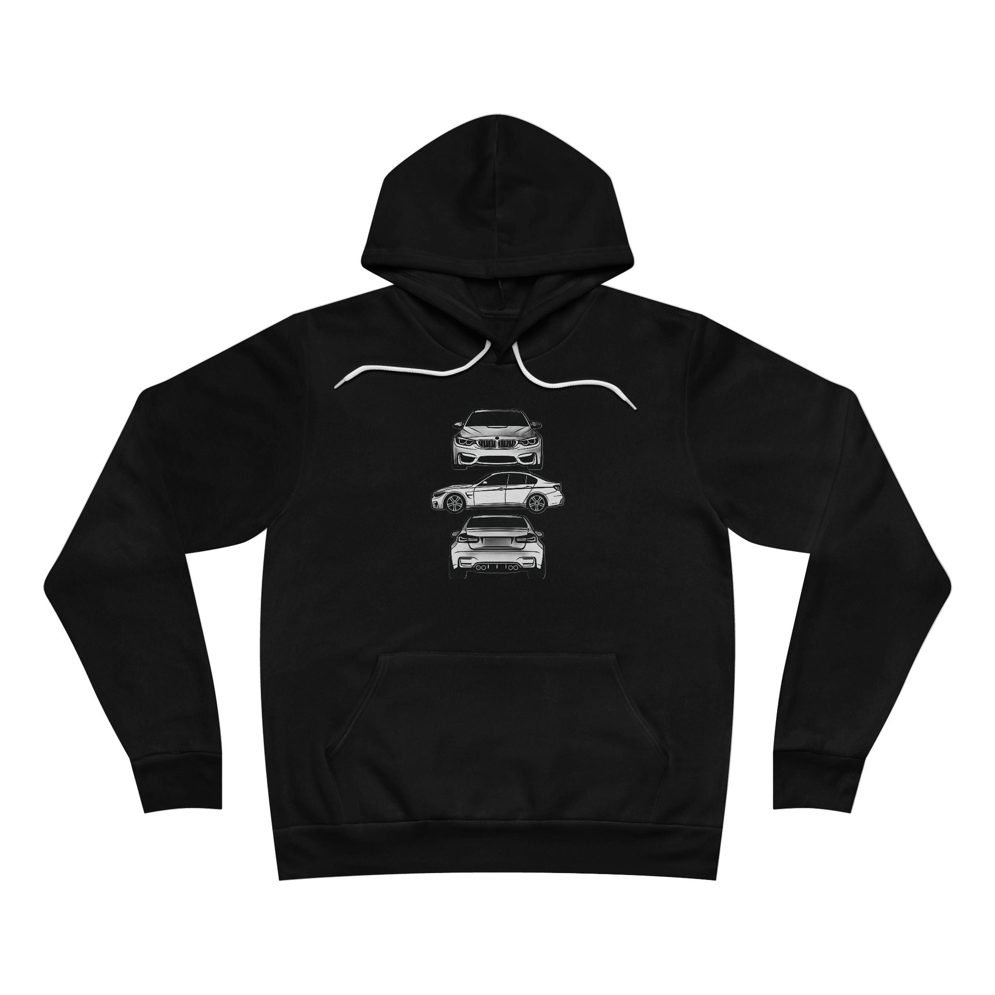 Unisex Sponge Fleece Pullover Hoodie — F80 Triple-Perspective