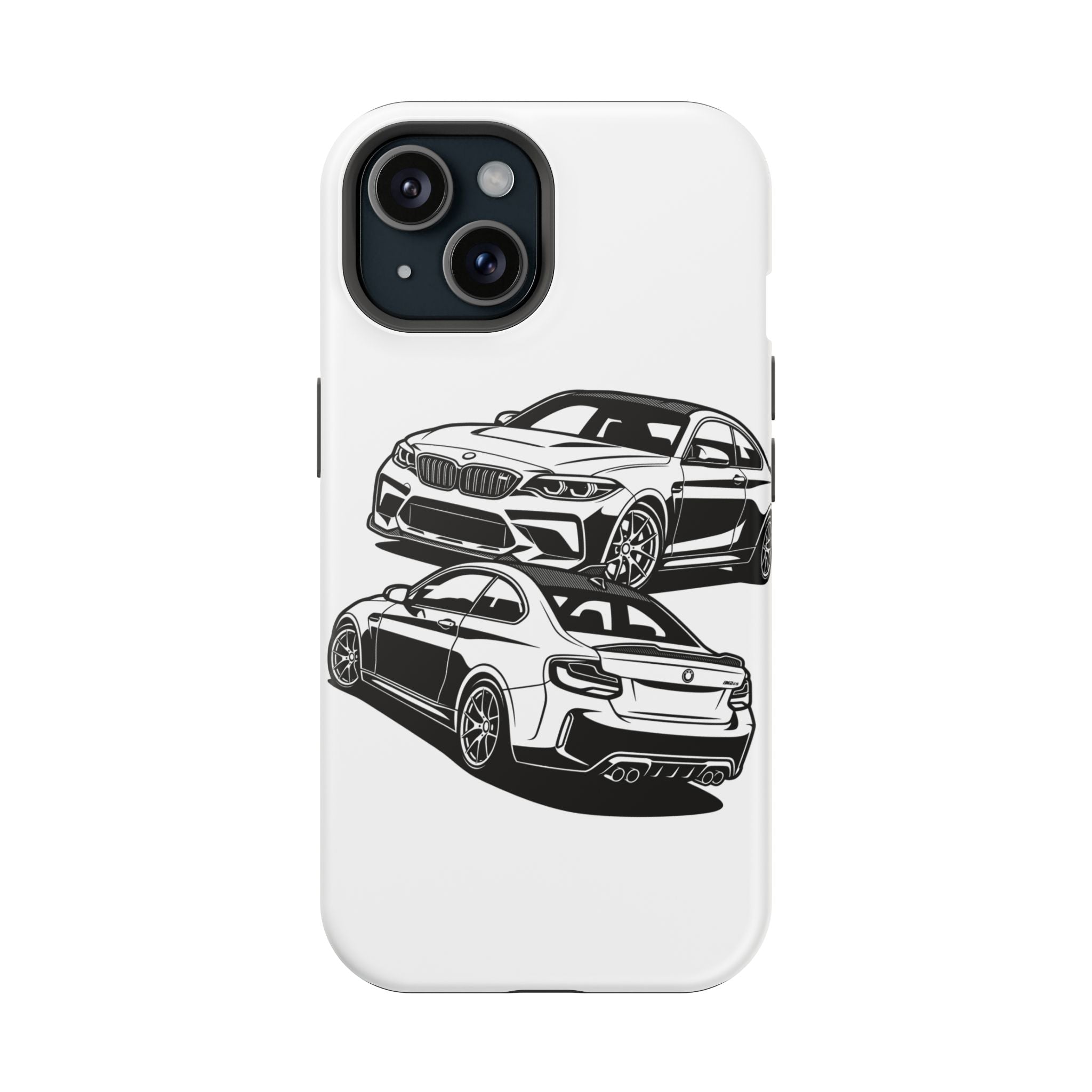 Magnetic Impact-Resistant Phone Case — Black/White Sports Coupe