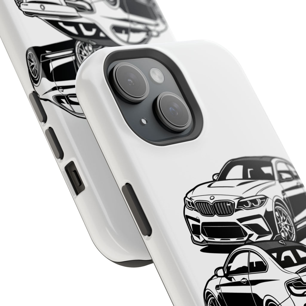 Magnetic Impact-Resistant Phone Case — Black/White Sports Coupe