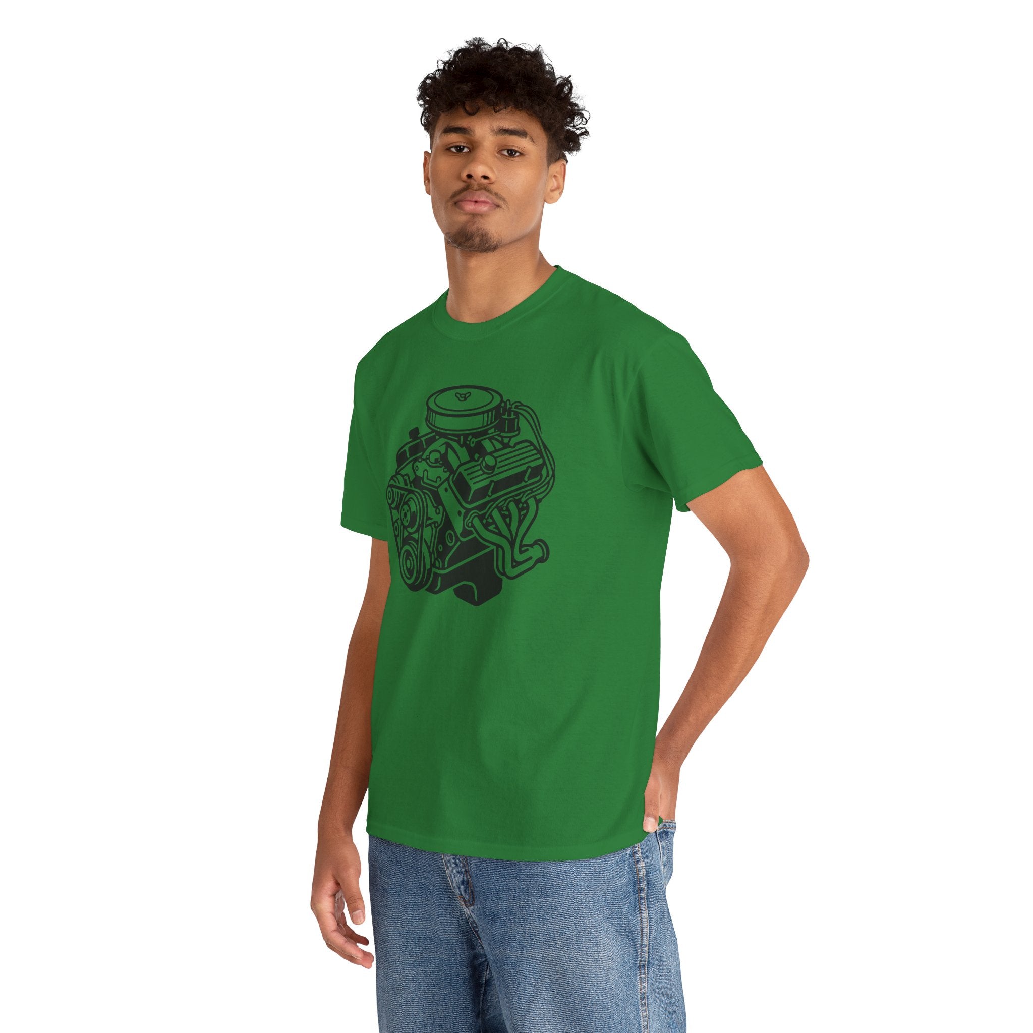 Unisex Heavy Cotton Tee — Engine Illustration (Big Block)