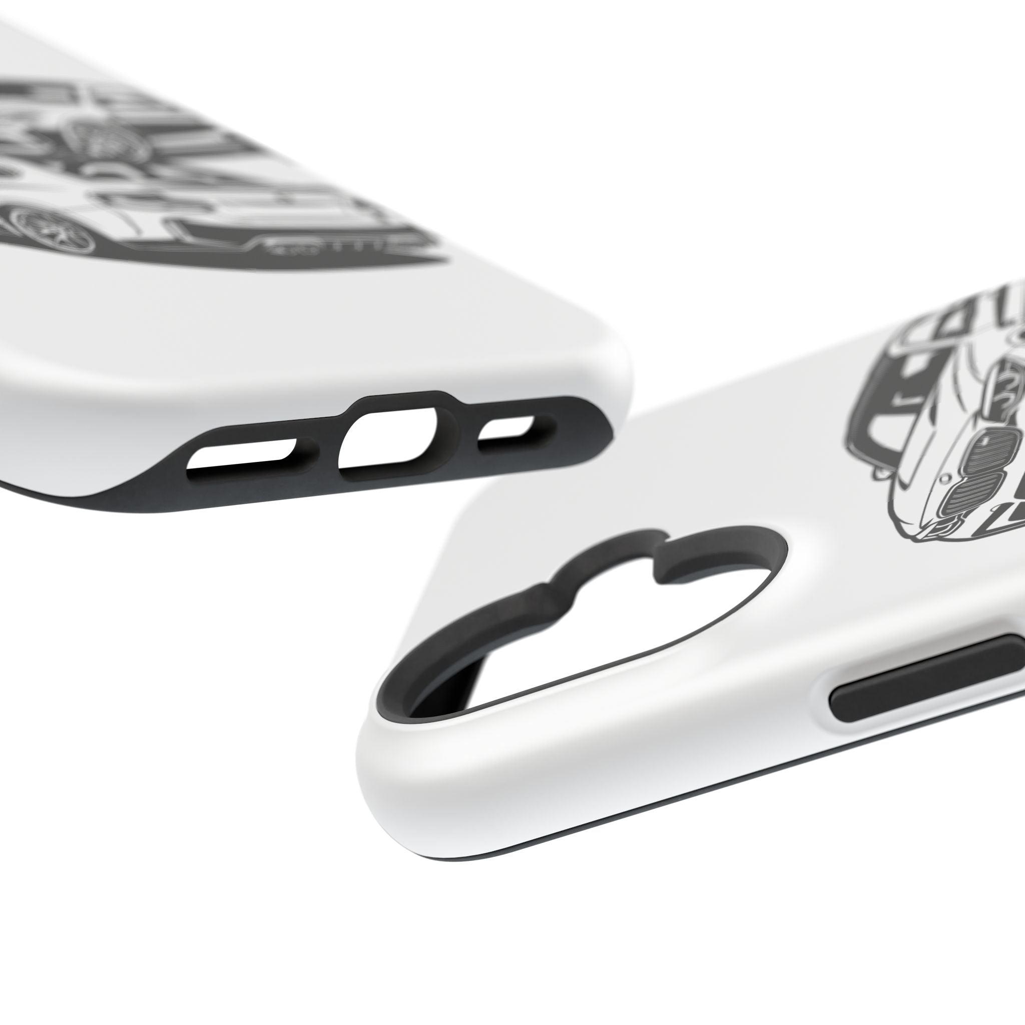 Magnetic Impact-Resistant Phone Case — Black/White Sports Coupe