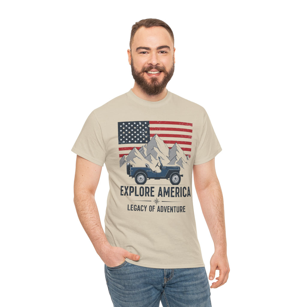 Unisex Heavy Cotton Tee — Explore America: Legacy of Adventure