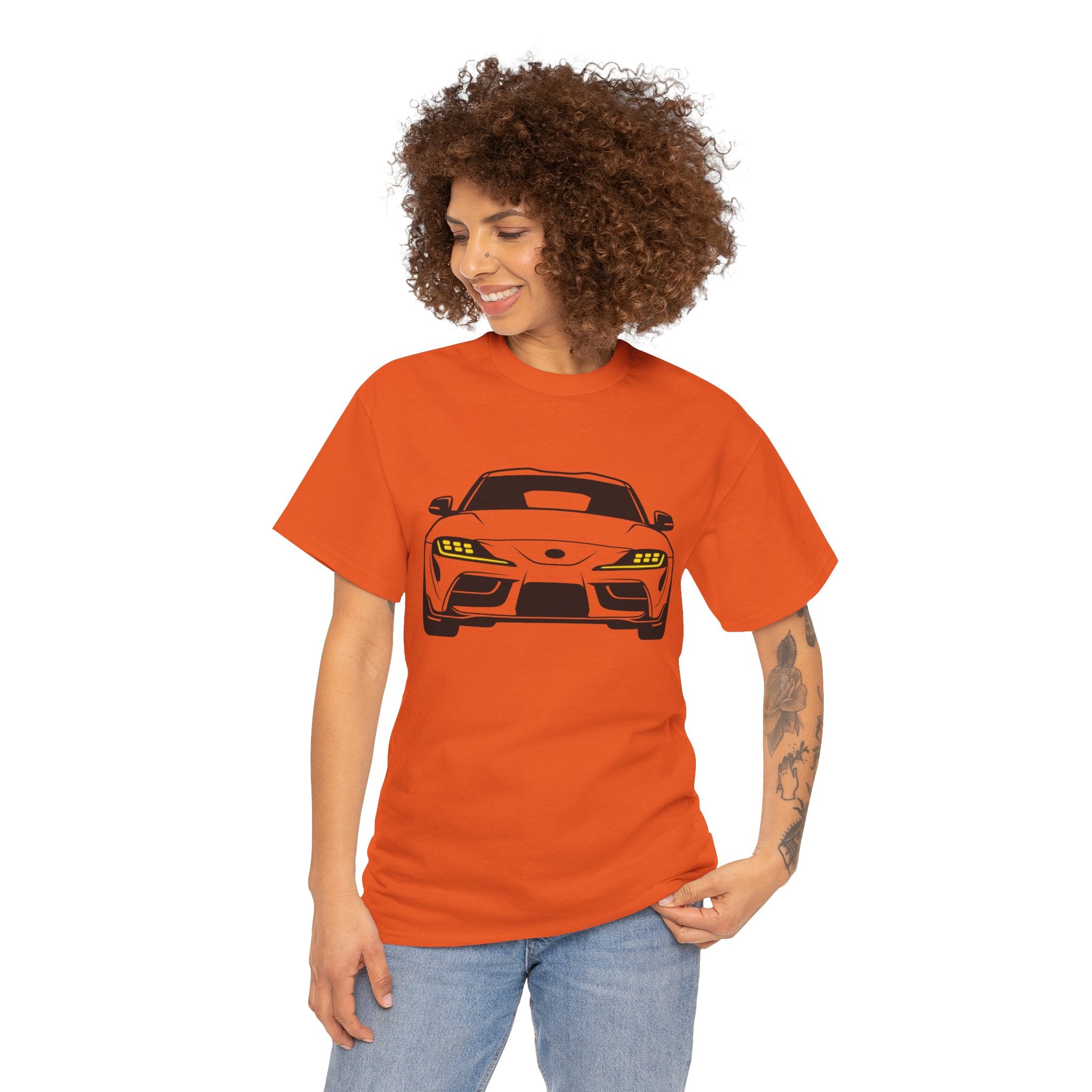 Unisex Heavy Cotton Tee — A90 Illuminated Headlights (Yellow)