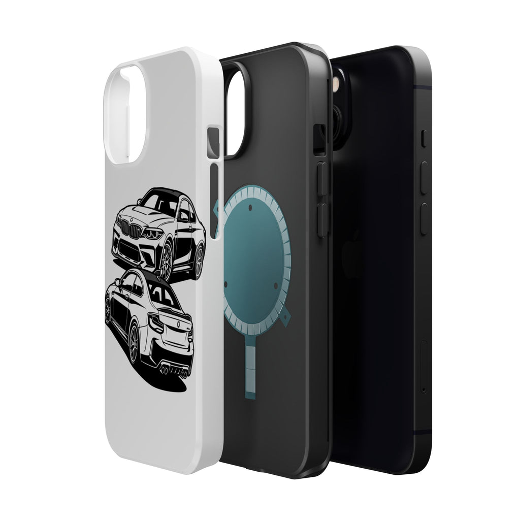 Magnetic Impact-Resistant Phone Case — Black/White Sports Coupe