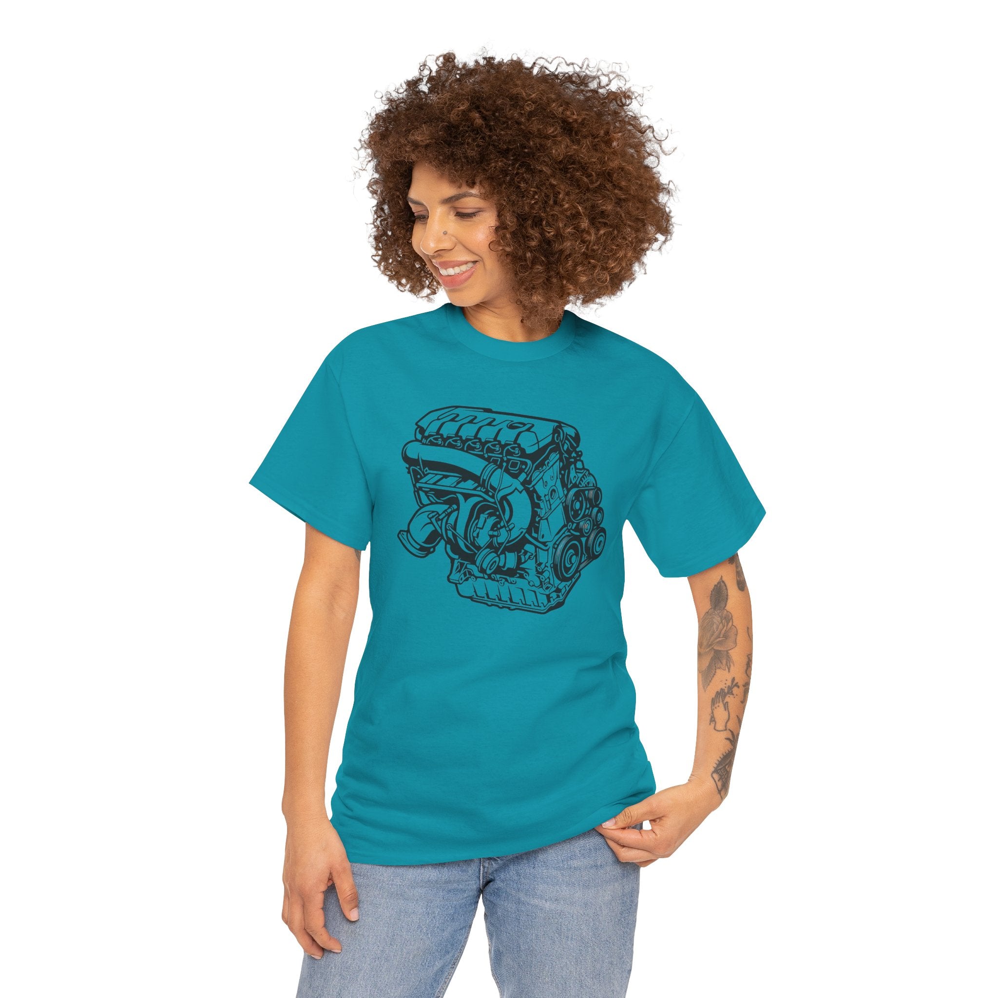 Unisex Heavy Cotton Tee — Engine Illustration (DAZA)