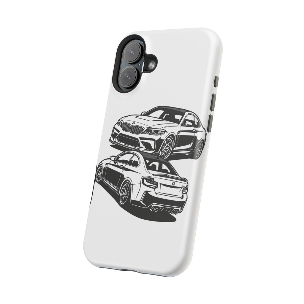 Magnetic Impact-Resistant Phone Case — Black/White Sports Coupe