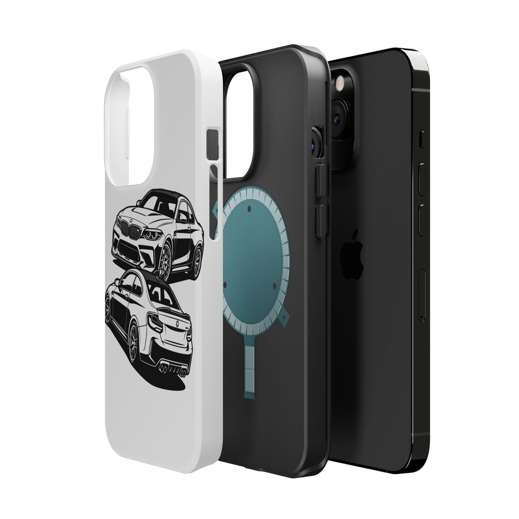 Magnetic Impact-Resistant Phone Case — Black/White Sports Coupe