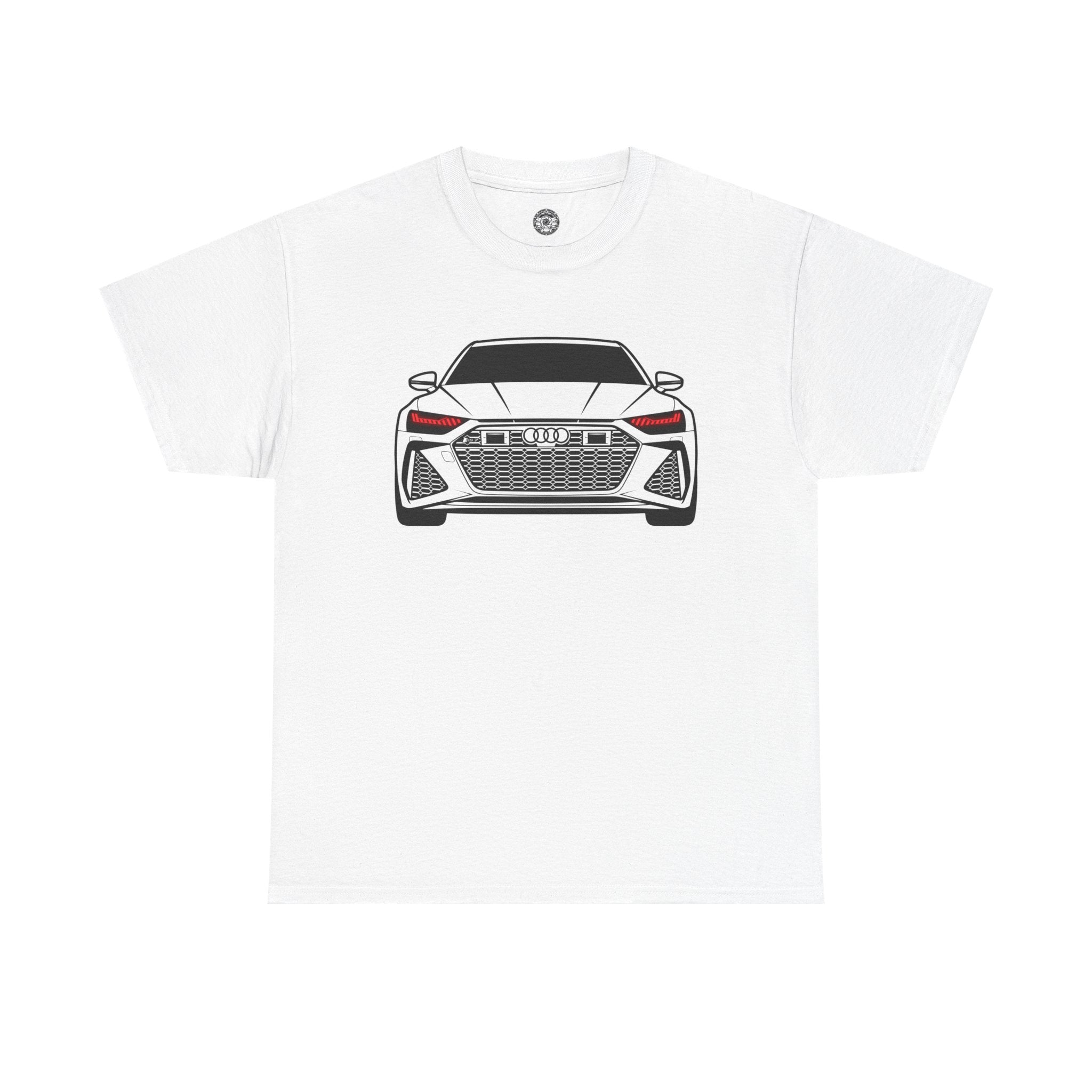 Unisex Heavy Cotton Tee — Illuminated Matrix Headlights (Red)