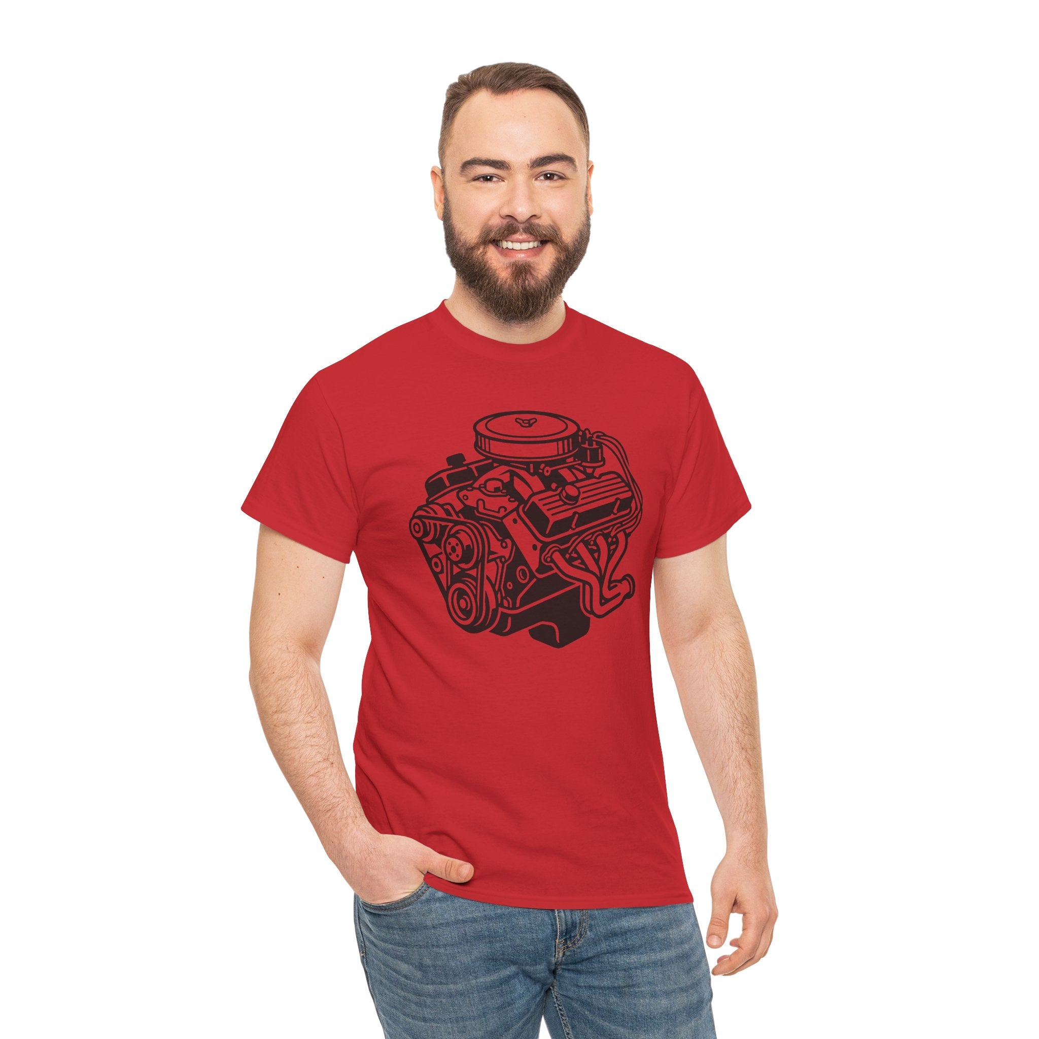 Unisex Heavy Cotton Tee — Engine Illustration (Big Block)