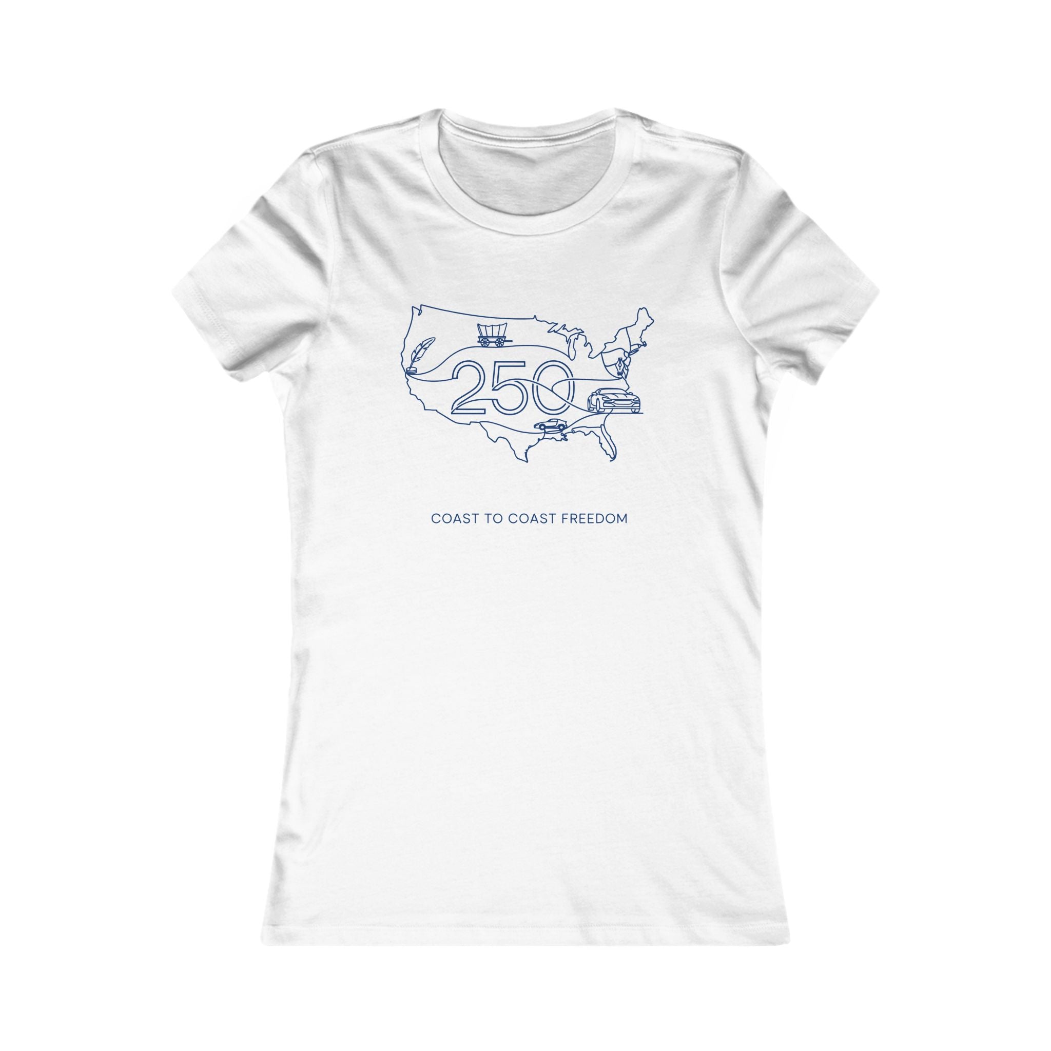 Women's Tee — "Coast to Coast Freedom" USA Outline