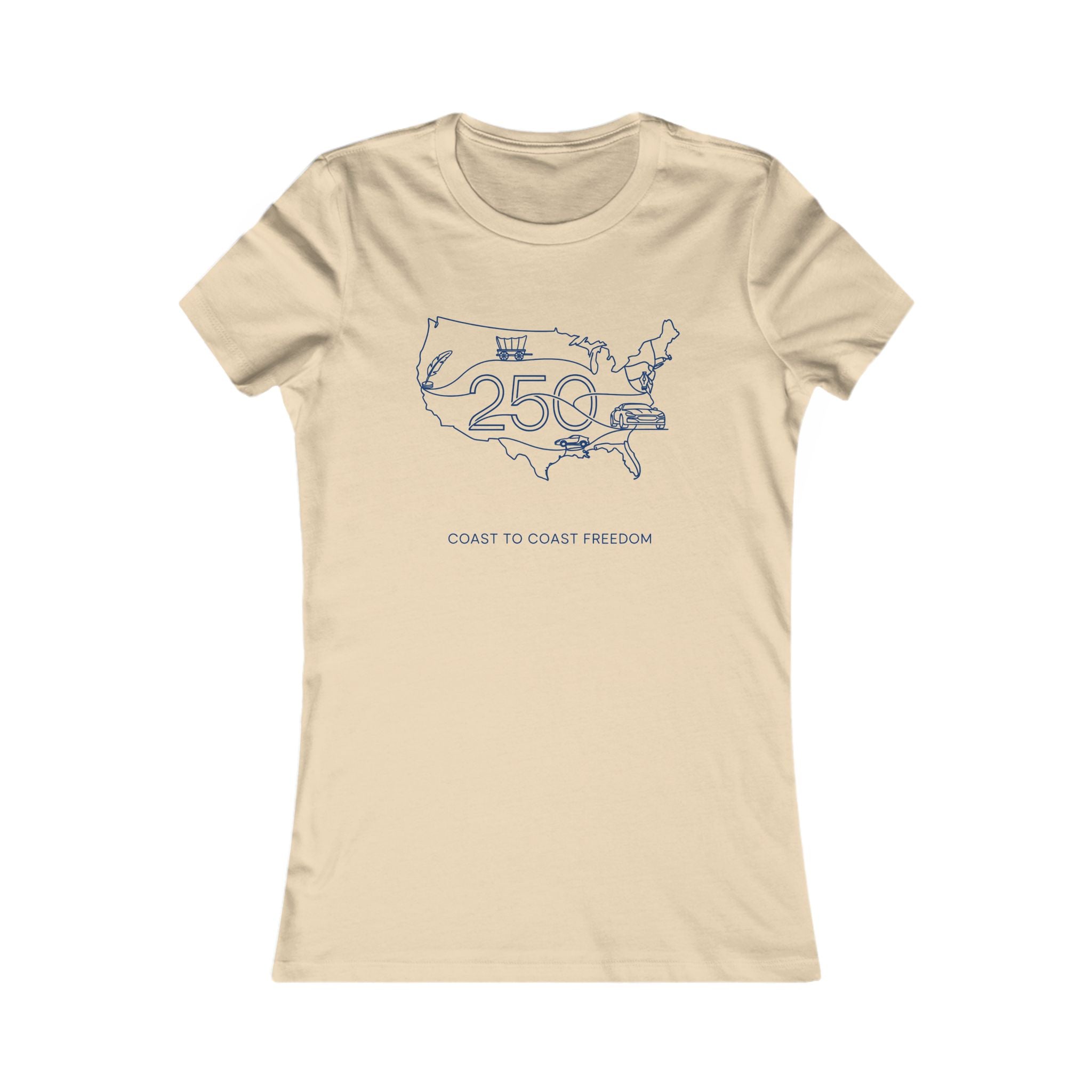Women's Tee — "Coast to Coast Freedom" USA Outline