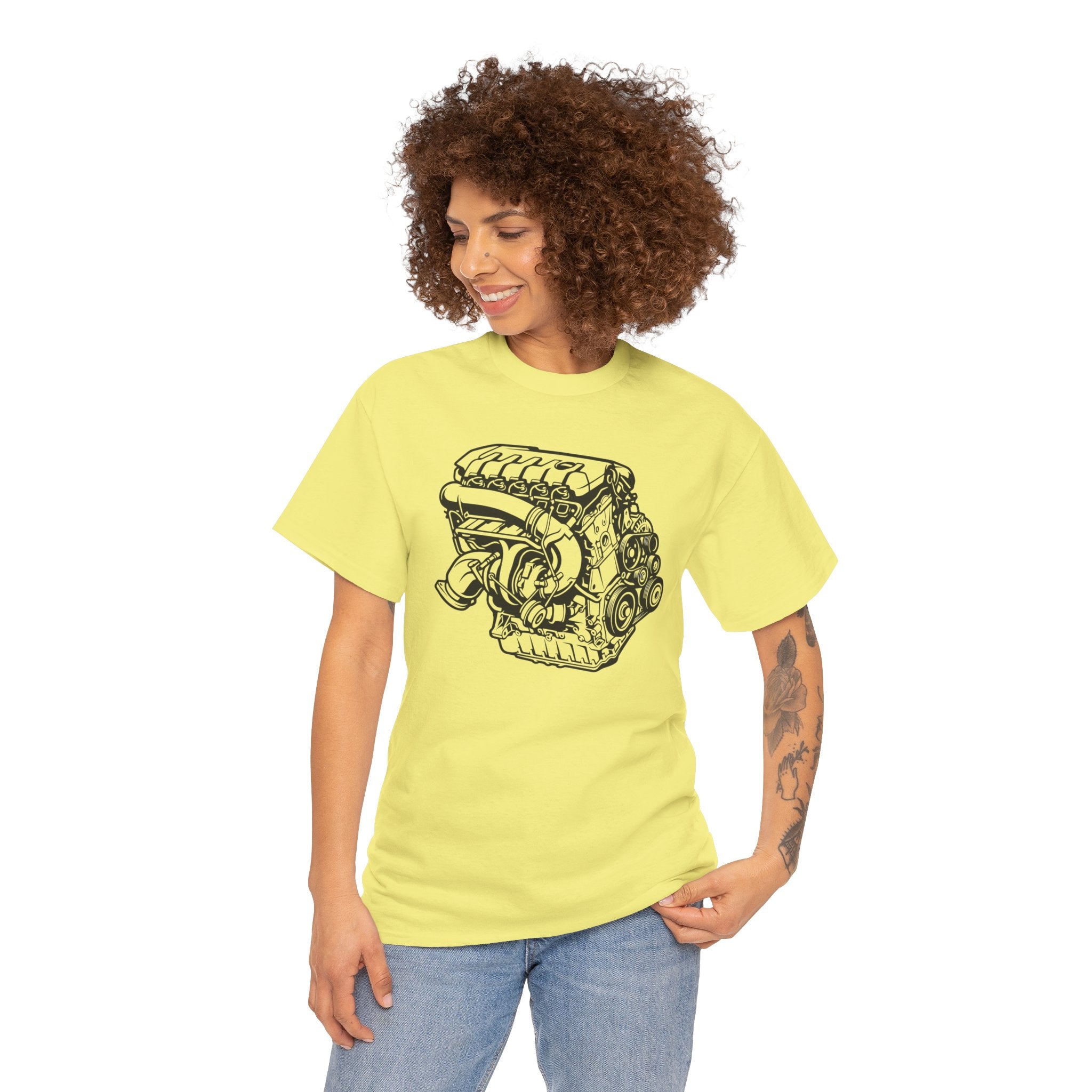 Unisex Heavy Cotton Tee — Engine Illustration (DAZA)