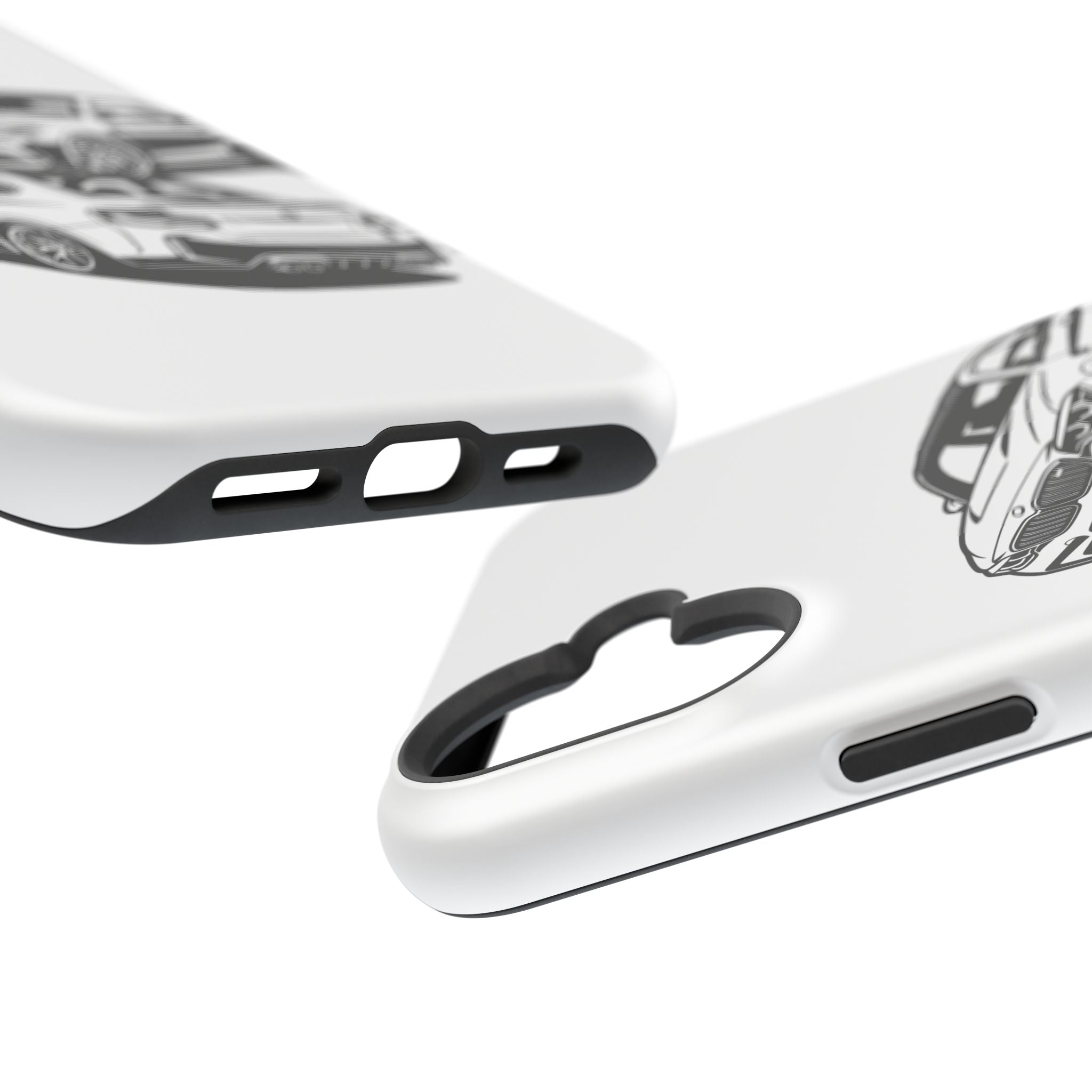 Magnetic Impact-Resistant Phone Case — Black/White Sports Coupe
