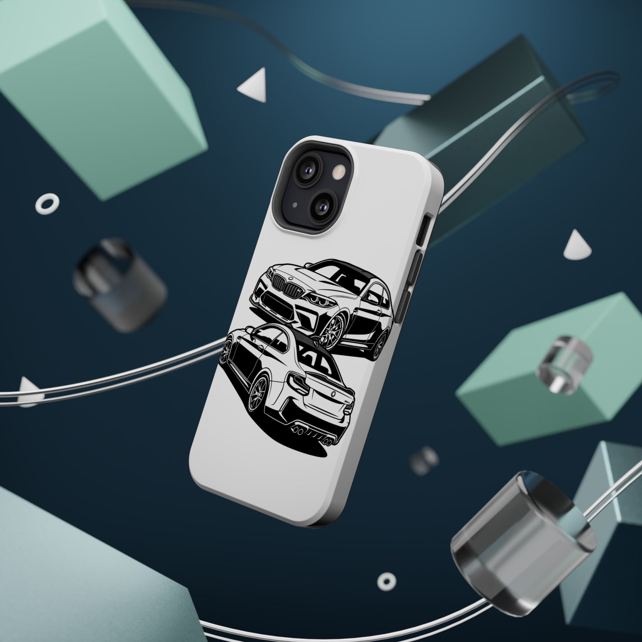 Magnetic Impact-Resistant Phone Case — Black/White Sports Coupe