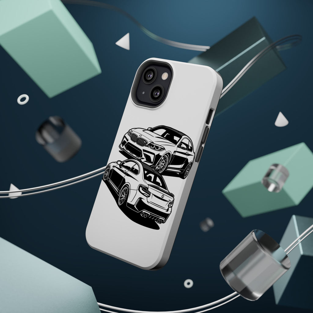 Magnetic Impact-Resistant Phone Case — Black/White Sports Coupe