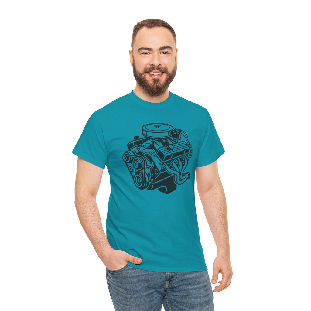 Unisex Heavy Cotton Tee — Engine Illustration (Big Block)