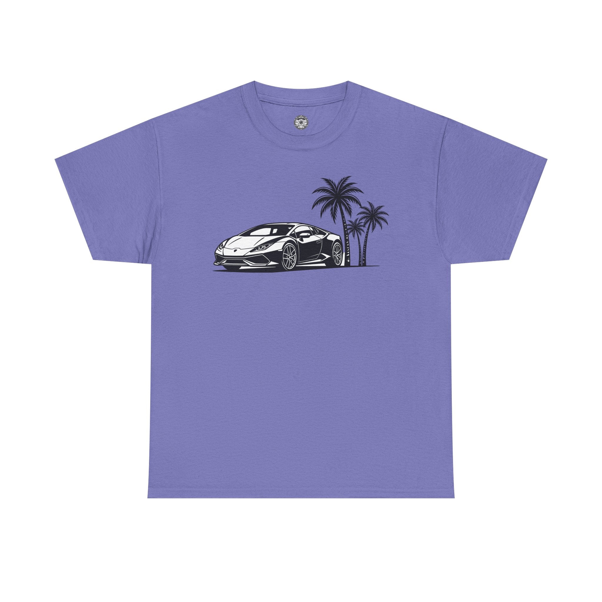 Unisex Heavy Cotton Tee — Supercar/Palm Trees