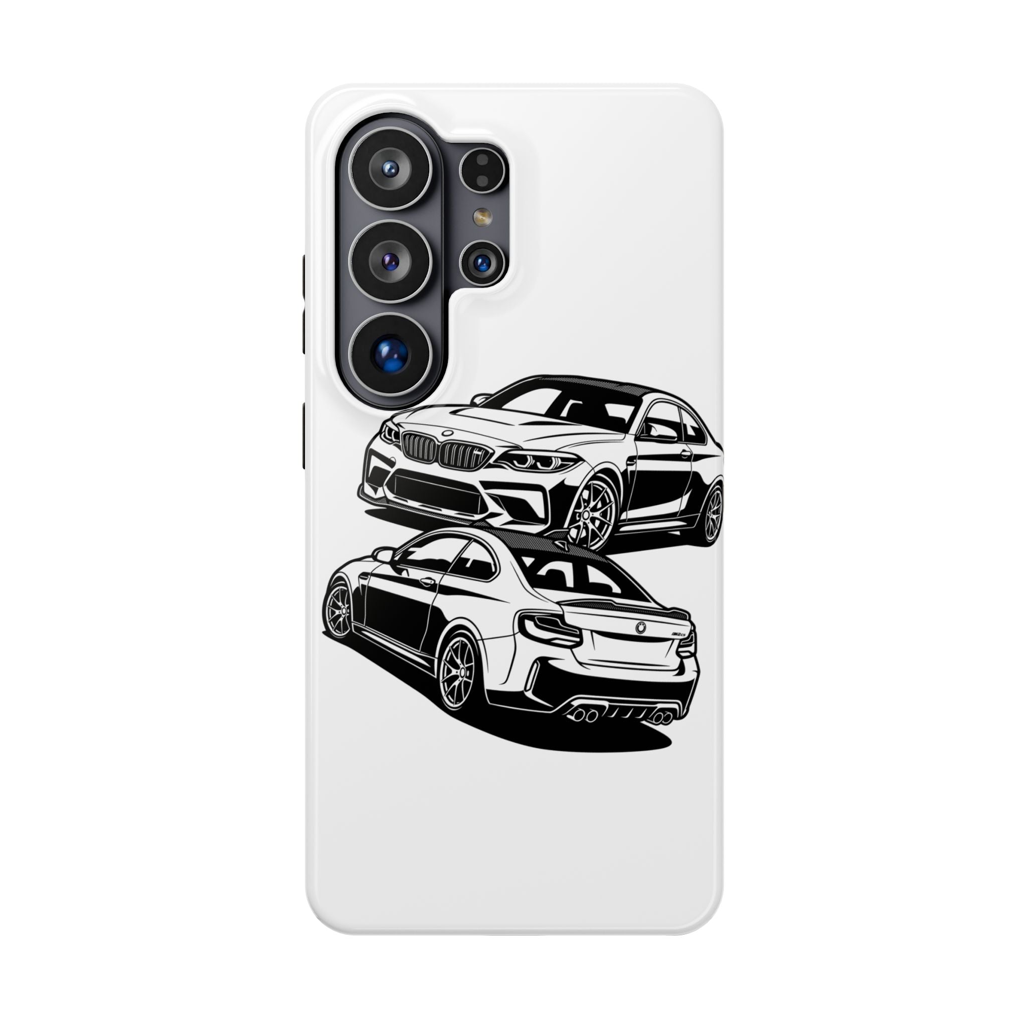 Magnetic Impact-Resistant Phone Case — Black/White Sports Coupe