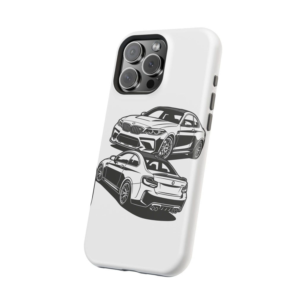 Magnetic Impact-Resistant Phone Case — Black/White Sports Coupe